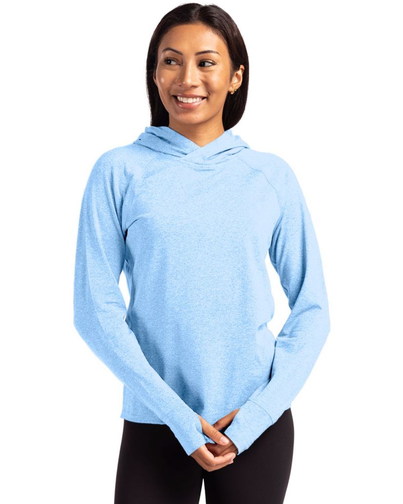 Cutter & Buck Adapt Knit Recycled Womens Heathered Hooded Pullover