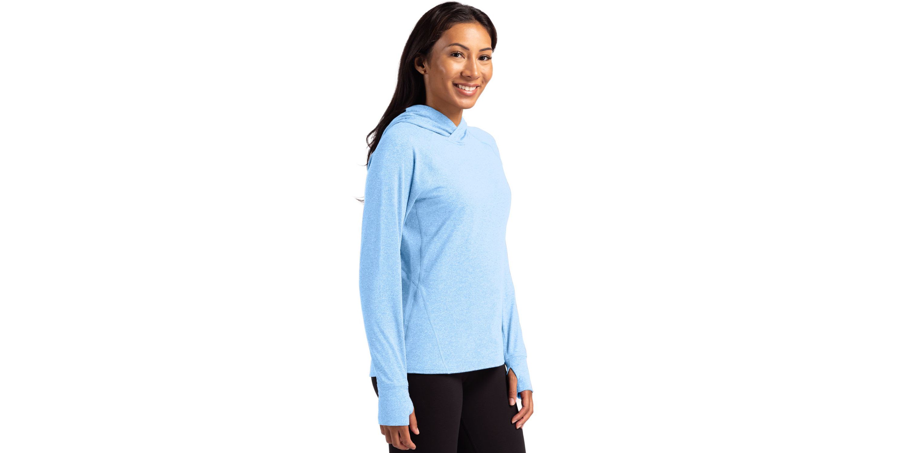 Cutter & Buck Adapt Knit Recycled Womens Heathered Hooded Pullover