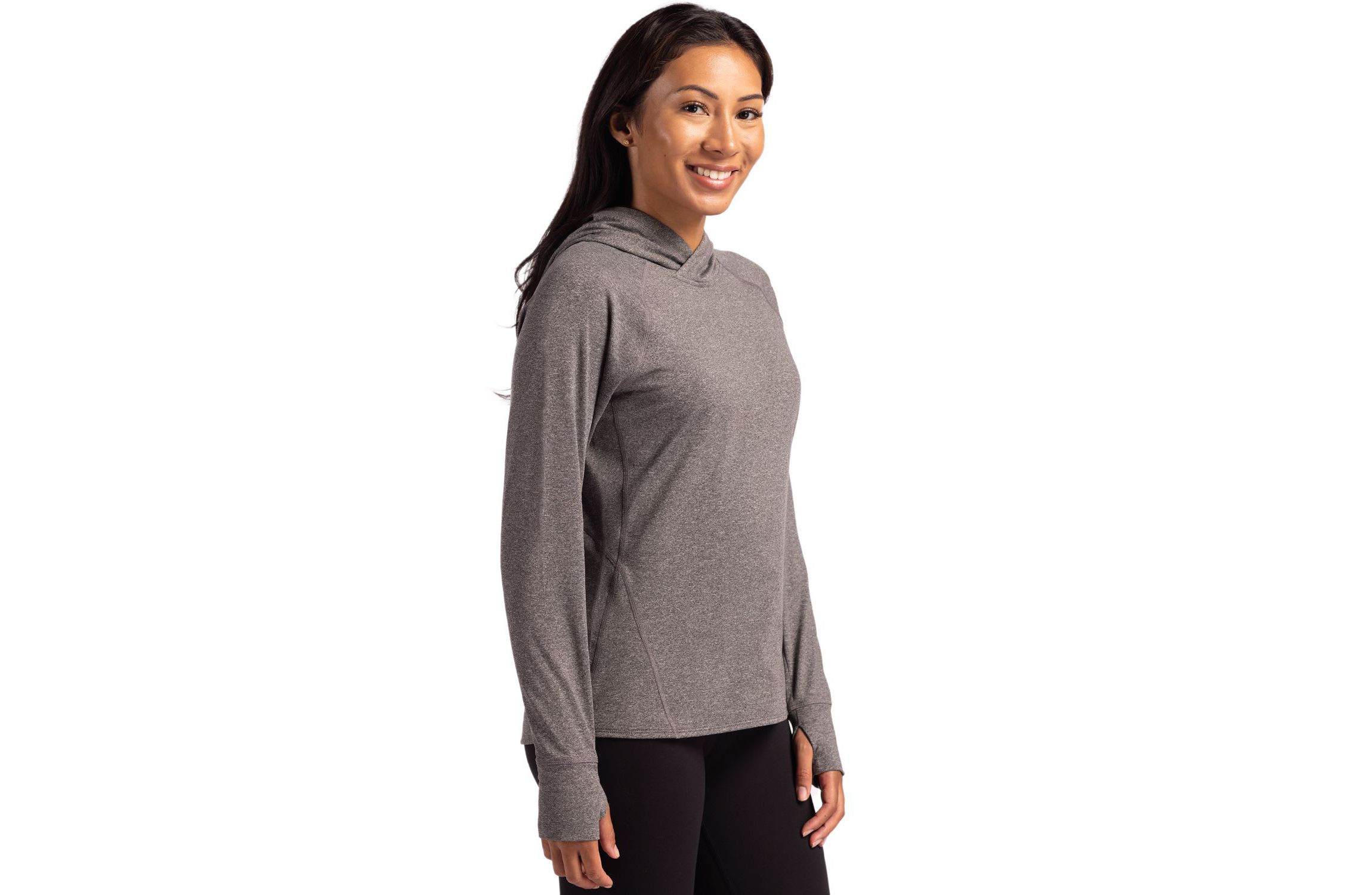 Cutter & Buck Adapt Knit Recycled Womens Heathered Hooded Pullover