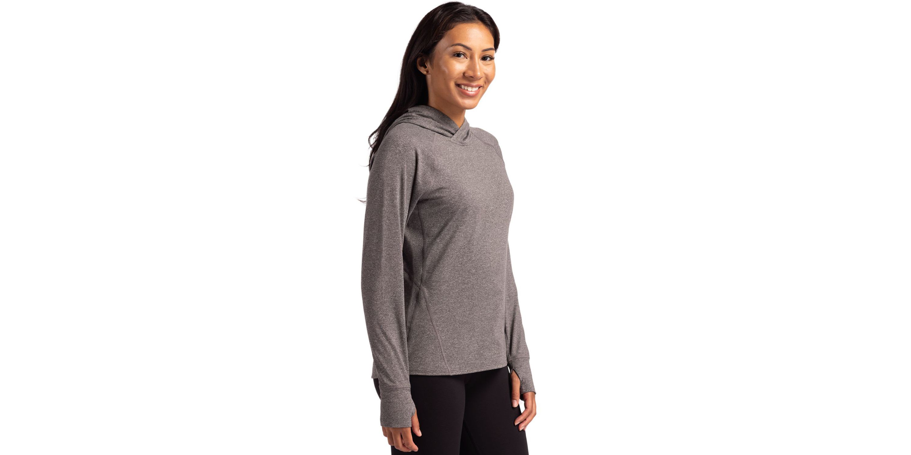 Cutter & Buck Adapt Knit Recycled Womens Heathered Hooded Pullover