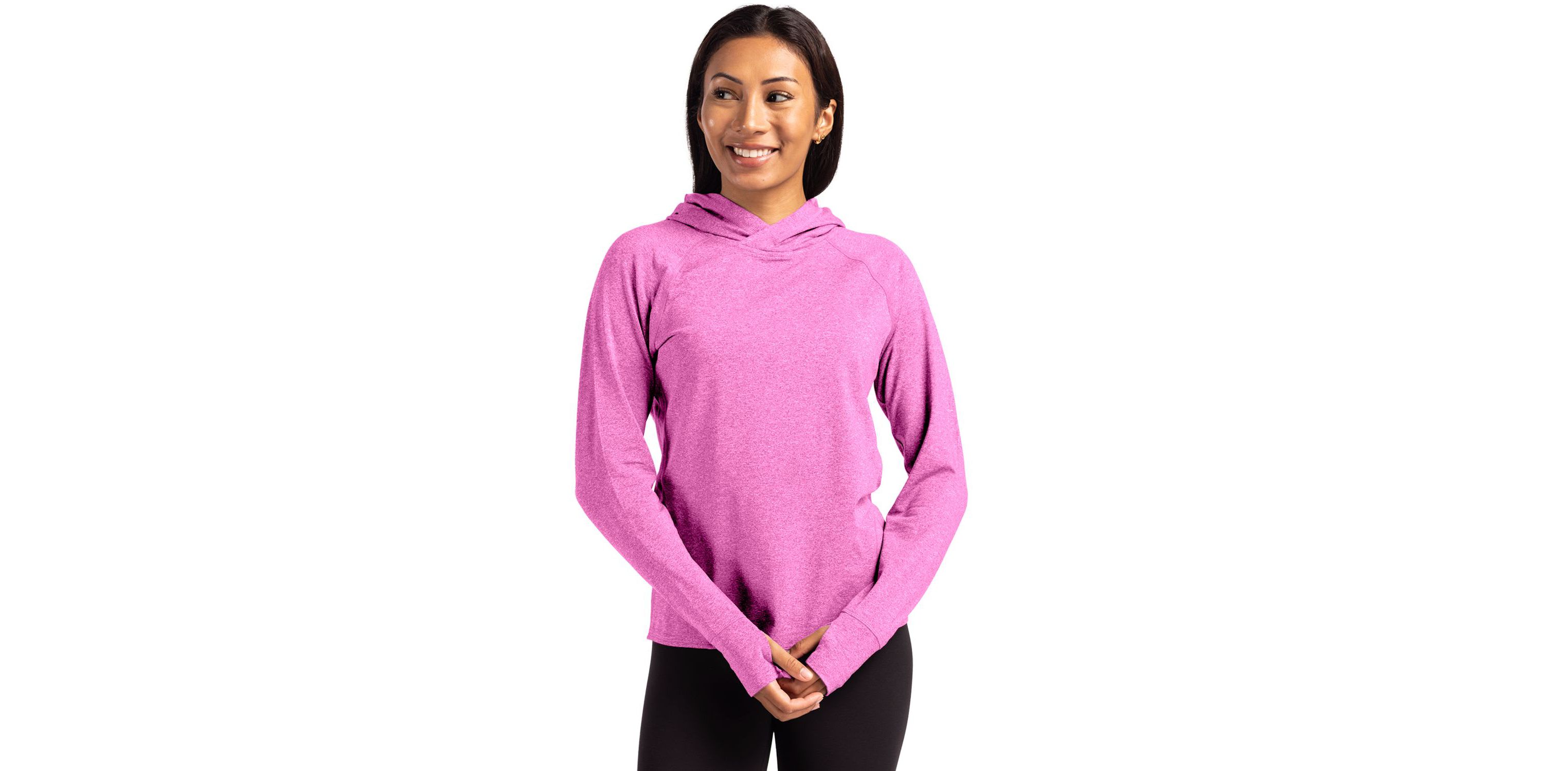 Cutter & Buck Adapt Knit Recycled Womens Heathered Hooded Pullover