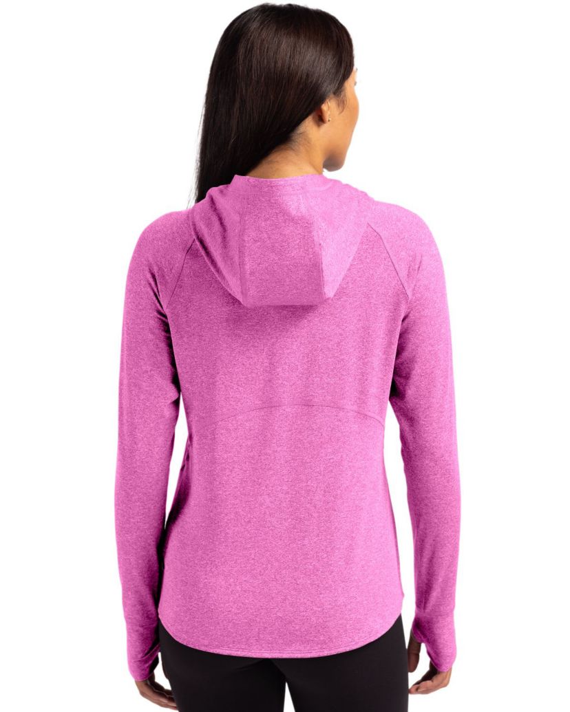 Cutter & Buck Adapt Knit Recycled Womens Heathered Hooded Pullover