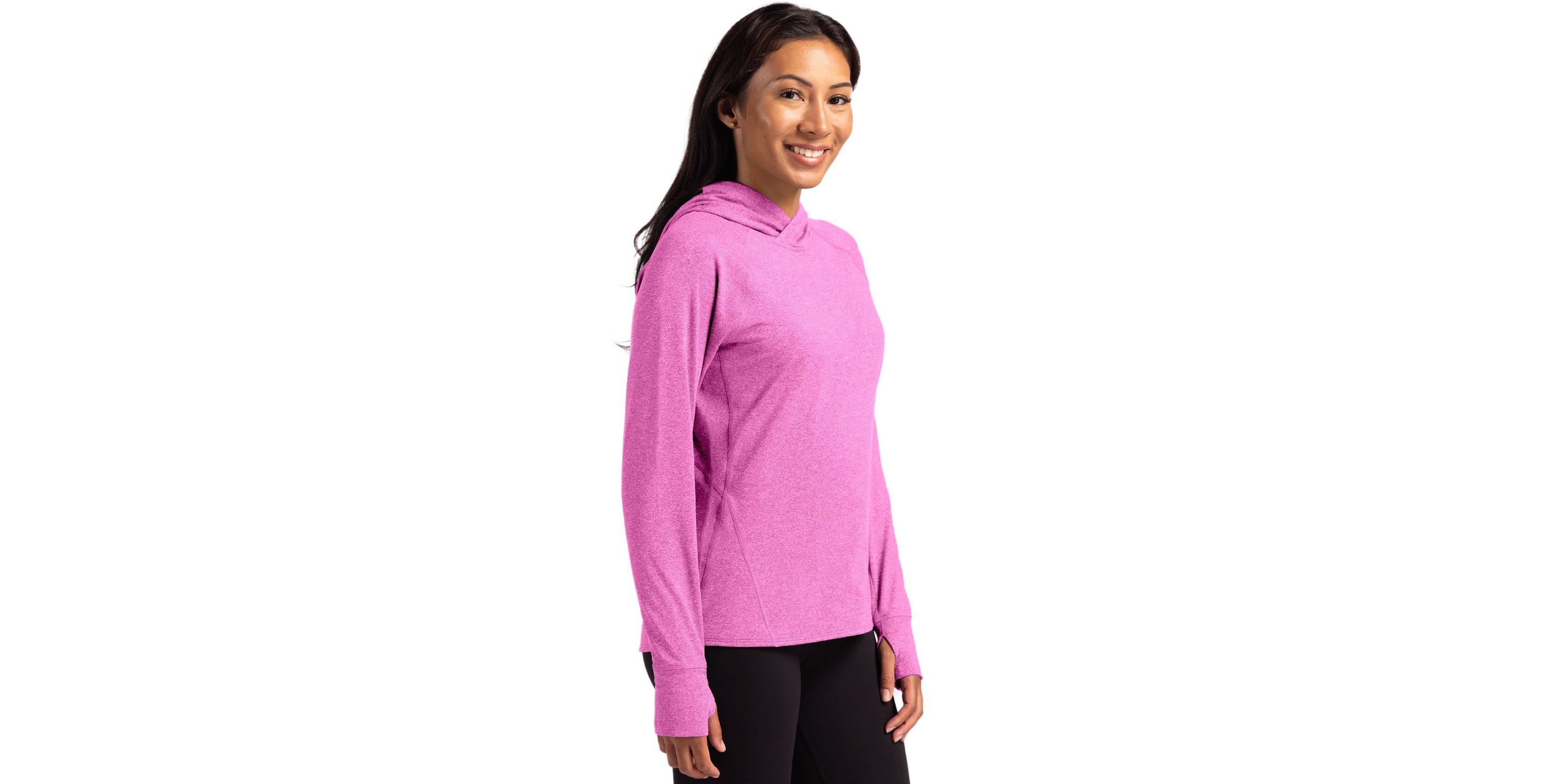 Cutter & Buck Adapt Knit Recycled Womens Heathered Hooded Pullover