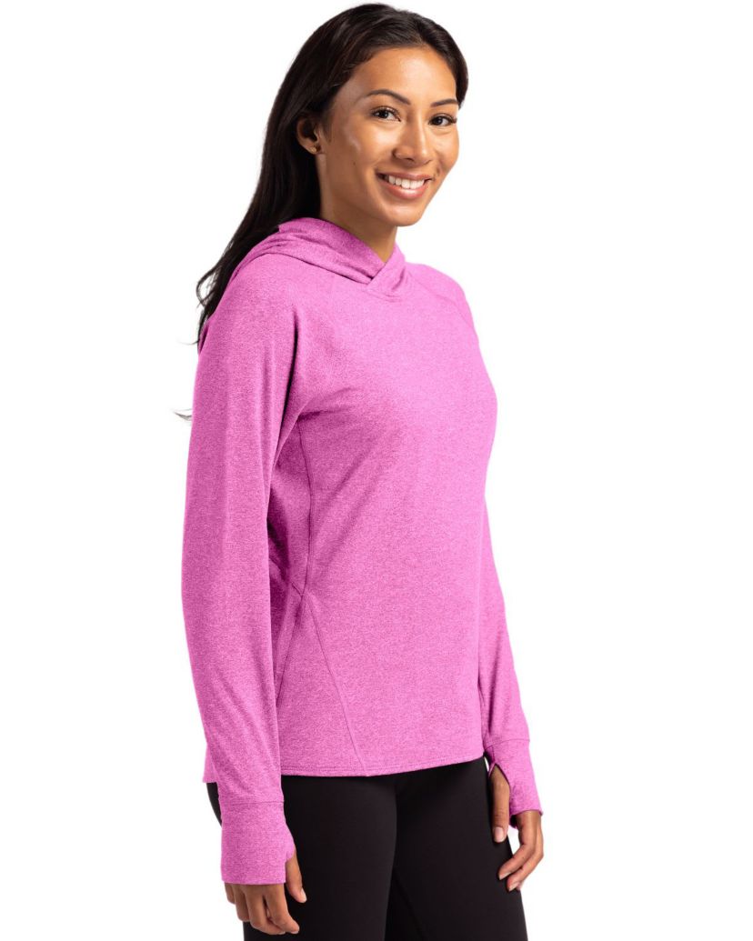 Cutter & Buck Adapt Knit Recycled Womens Heathered Hooded Pullover