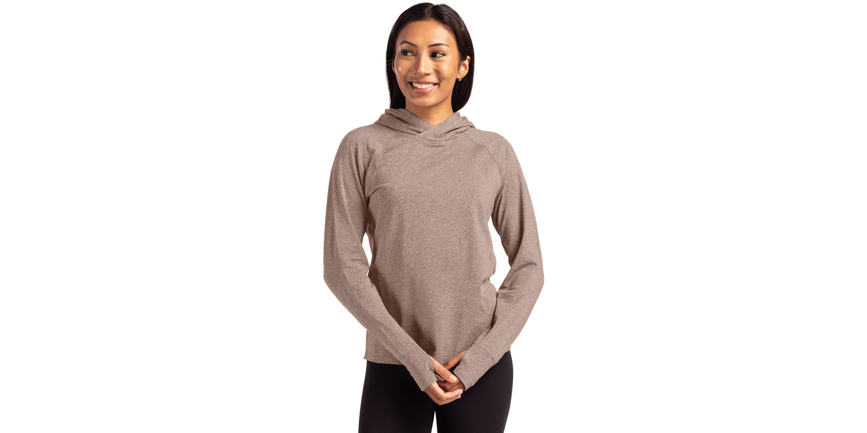Cutter & Buck Adapt Knit Recycled Womens Heathered Hooded Pullover