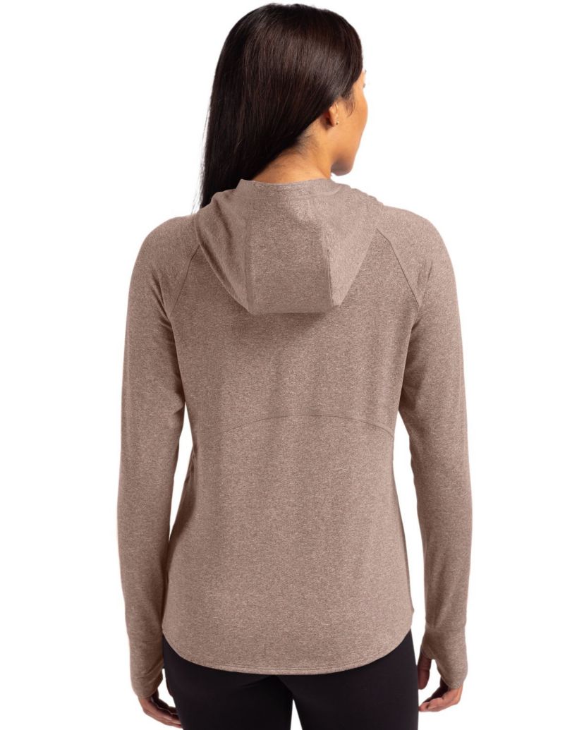 Cutter & Buck Adapt Knit Recycled Womens Heathered Hooded Pullover