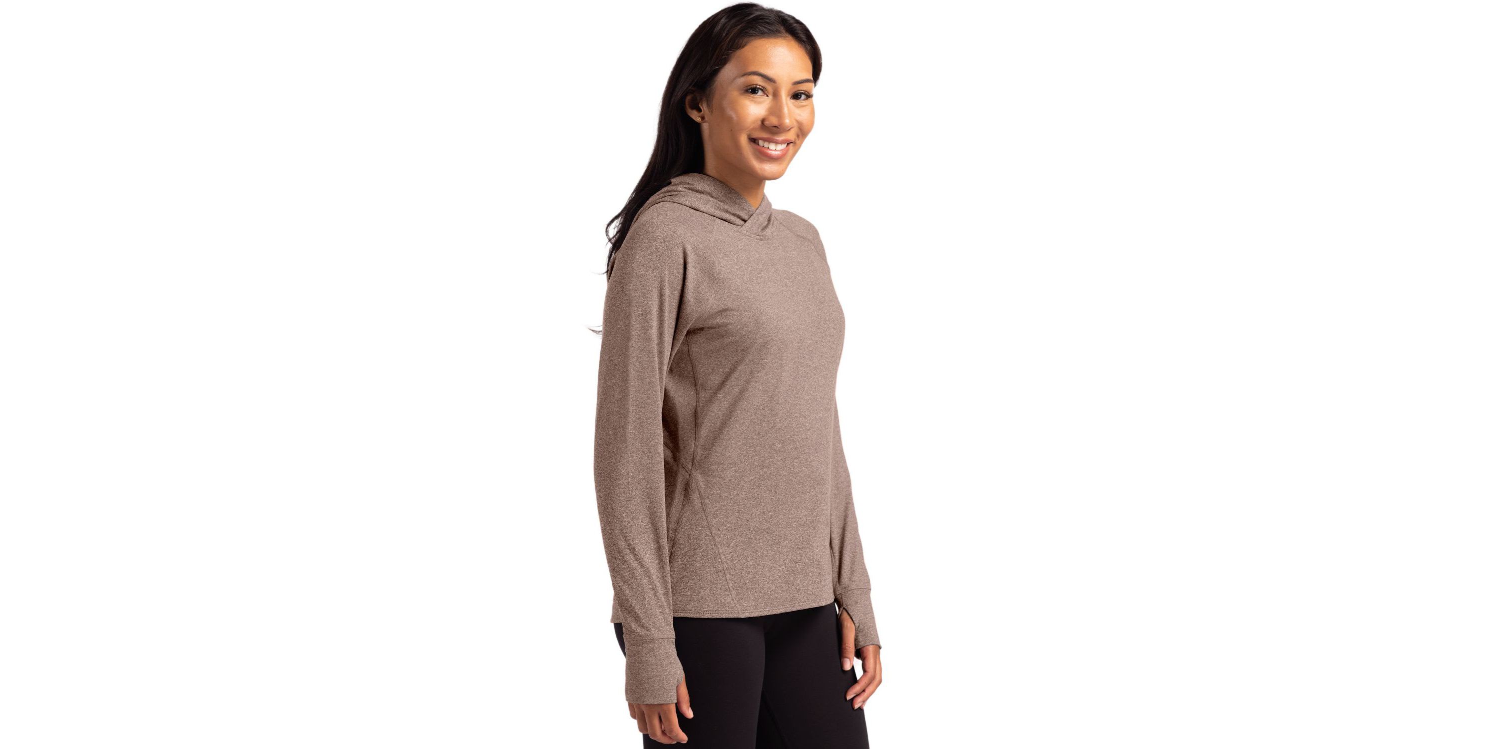 Cutter & Buck Adapt Knit Recycled Womens Heathered Hooded Pullover