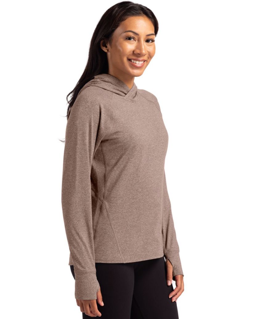 Cutter & Buck Adapt Knit Recycled Womens Heathered Hooded Pullover