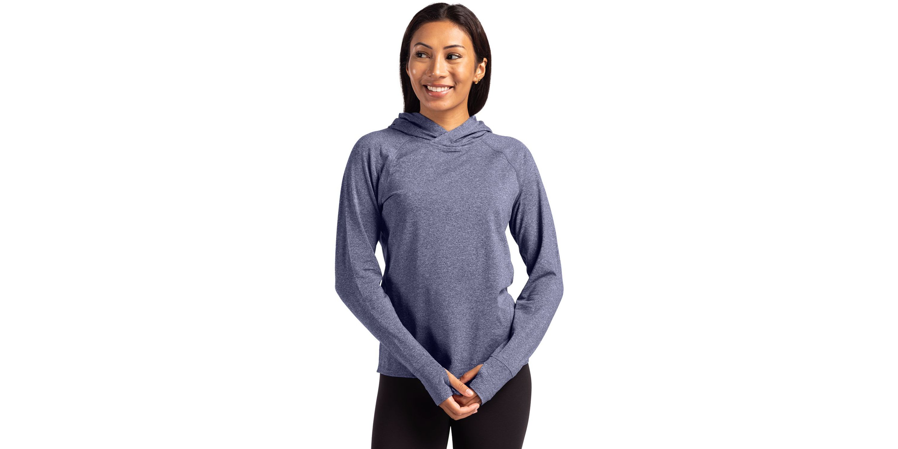 Cutter & Buck Adapt Knit Recycled Womens Heathered Hooded Pullover