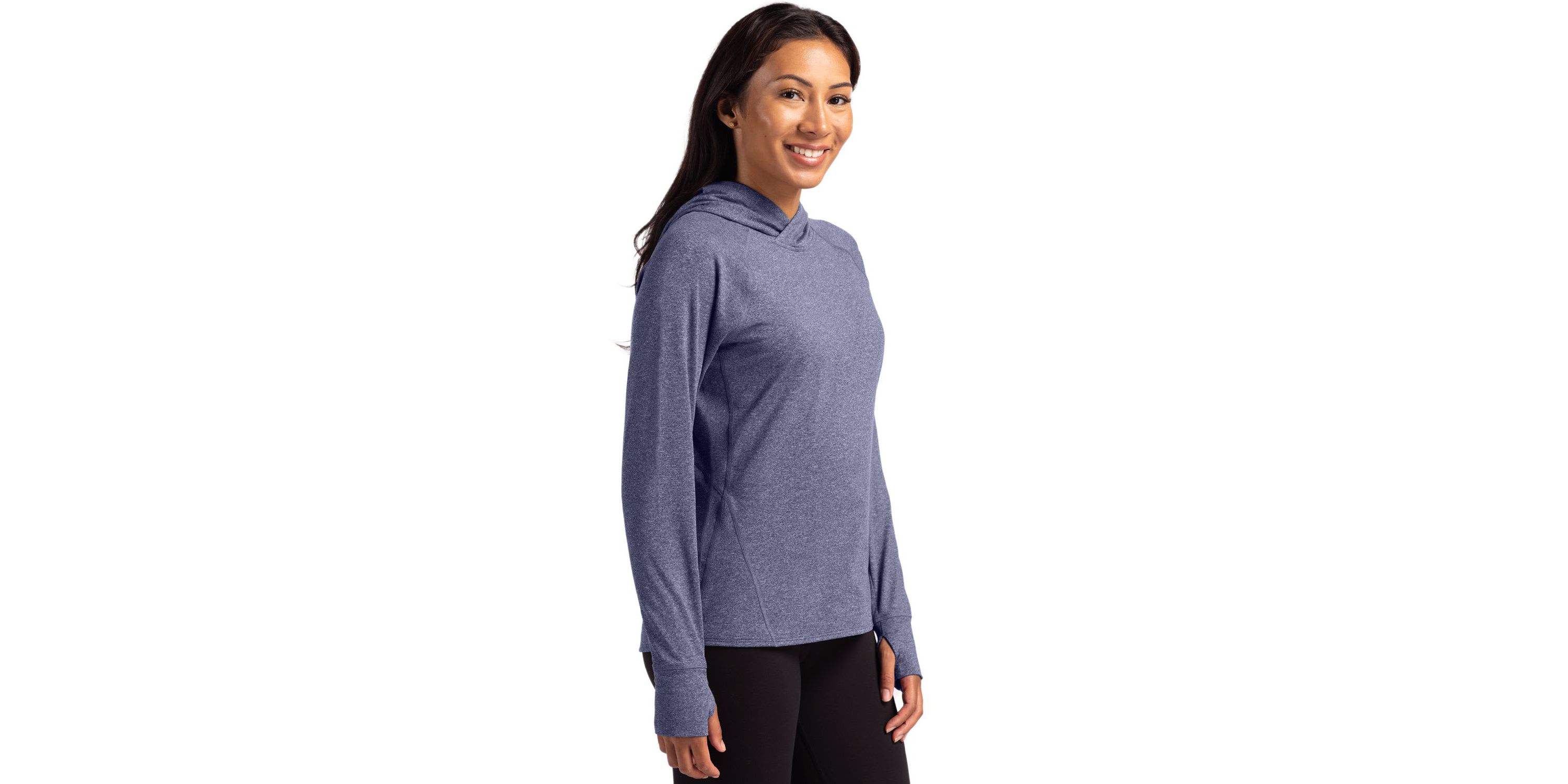 Cutter & Buck Adapt Knit Recycled Womens Heathered Hooded Pullover
