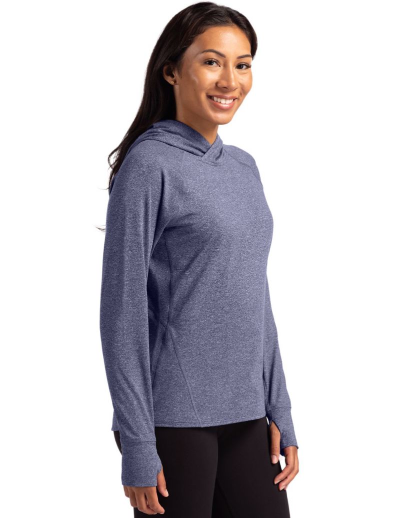 Cutter & Buck Adapt Knit Recycled Womens Heathered Hooded Pullover