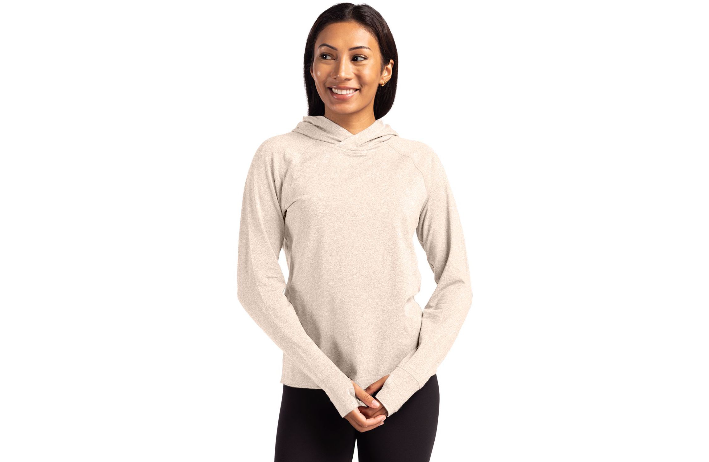 Cutter & Buck Adapt Knit Recycled Womens Heathered Hooded Pullover