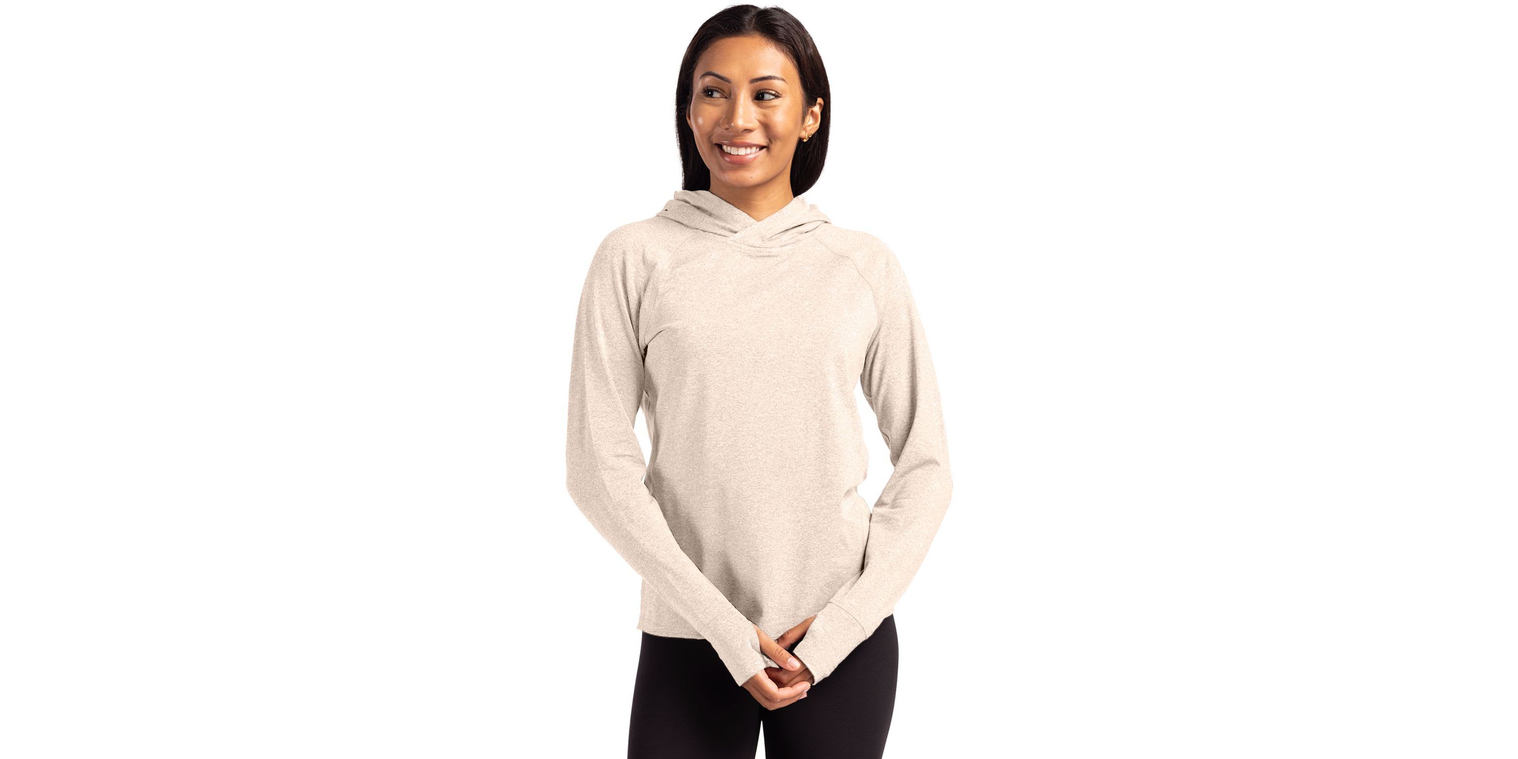 Cutter & Buck Adapt Knit Recycled Womens Heathered Hooded Pullover