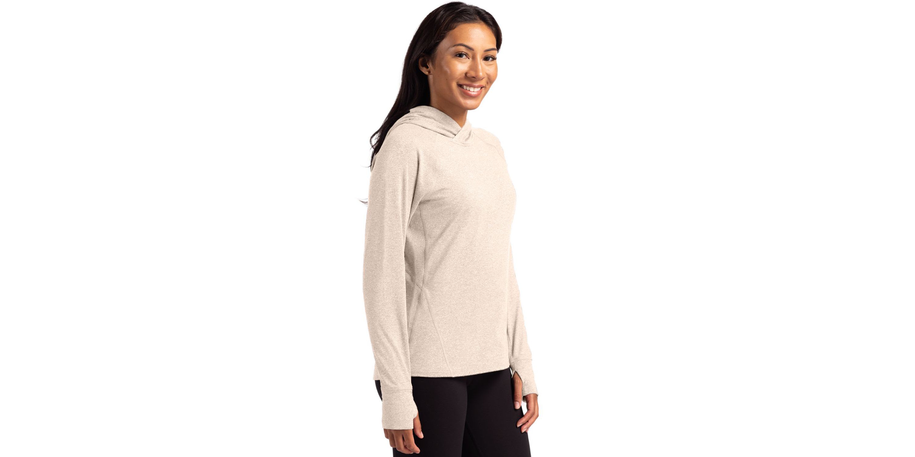 Cutter & Buck Adapt Knit Recycled Womens Heathered Hooded Pullover