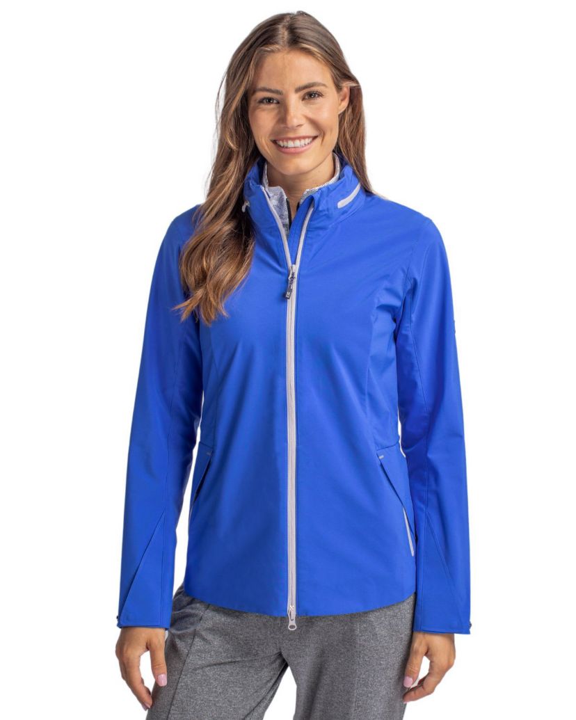 Cutter & Buck Vapor Water Repellent Stretch Womens Full Zip Rain Jacket
