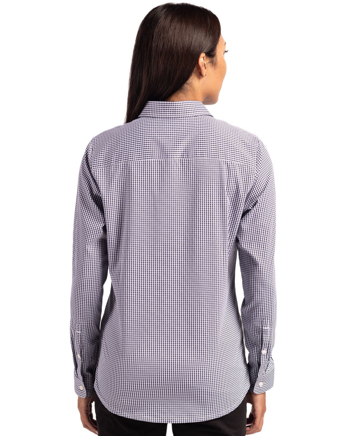 Cutter & Buck Skyline Epic Confidence Recycled Gingham Womens Long Sleeve Dress Shirt