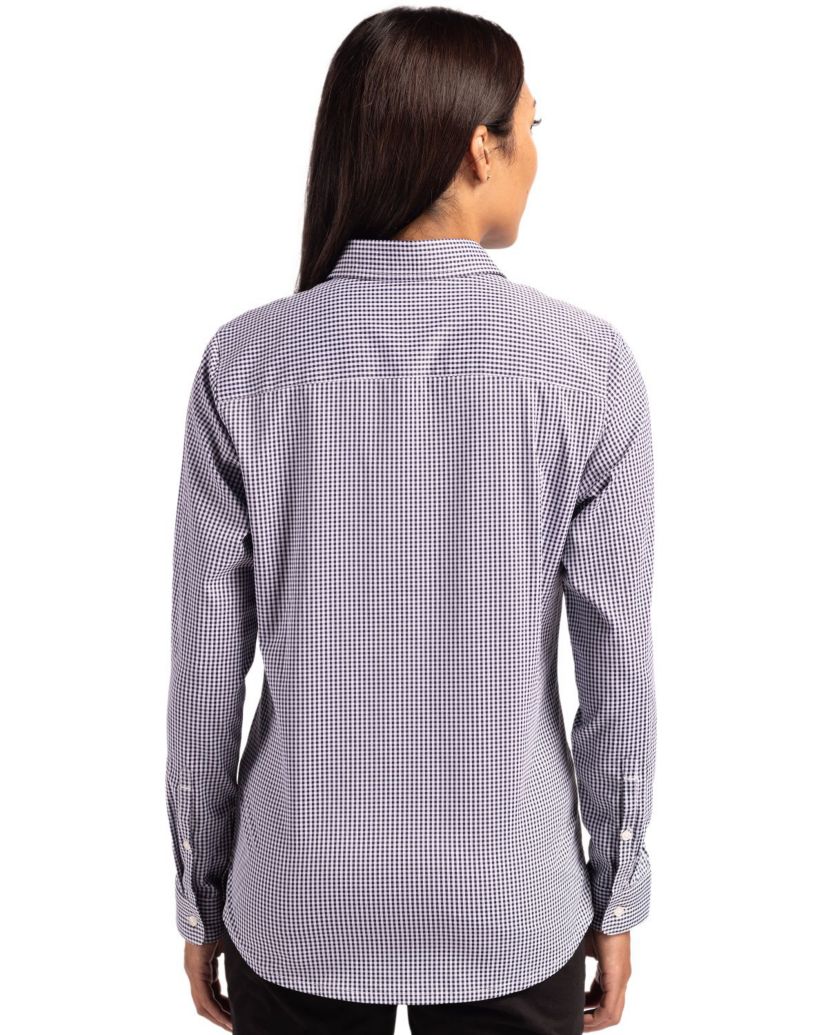 Cutter & Buck Skyline Epic Confidence Recycled Gingham Womens Long Sleeve Dress Shirt