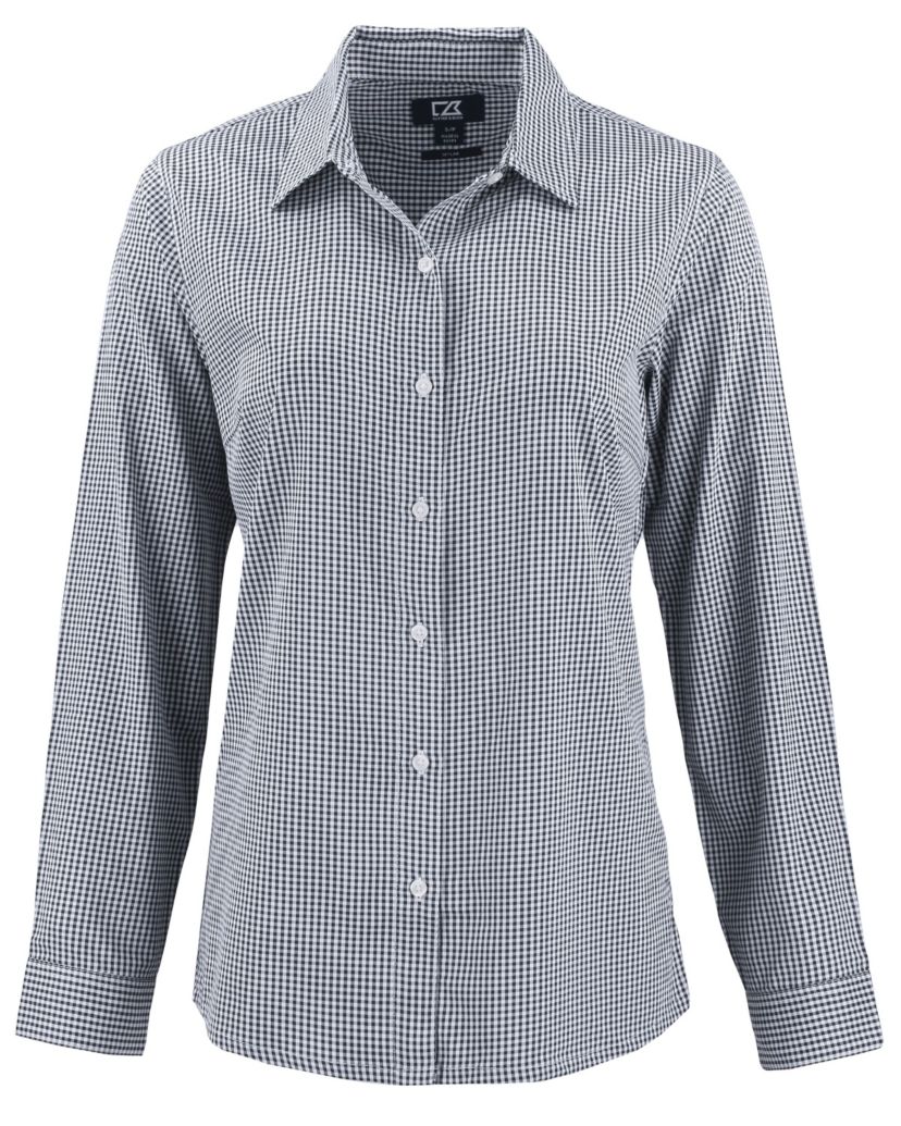 Cutter & Buck Skyline Epic Confidence Recycled Gingham Womens Long Sleeve Dress Shirt