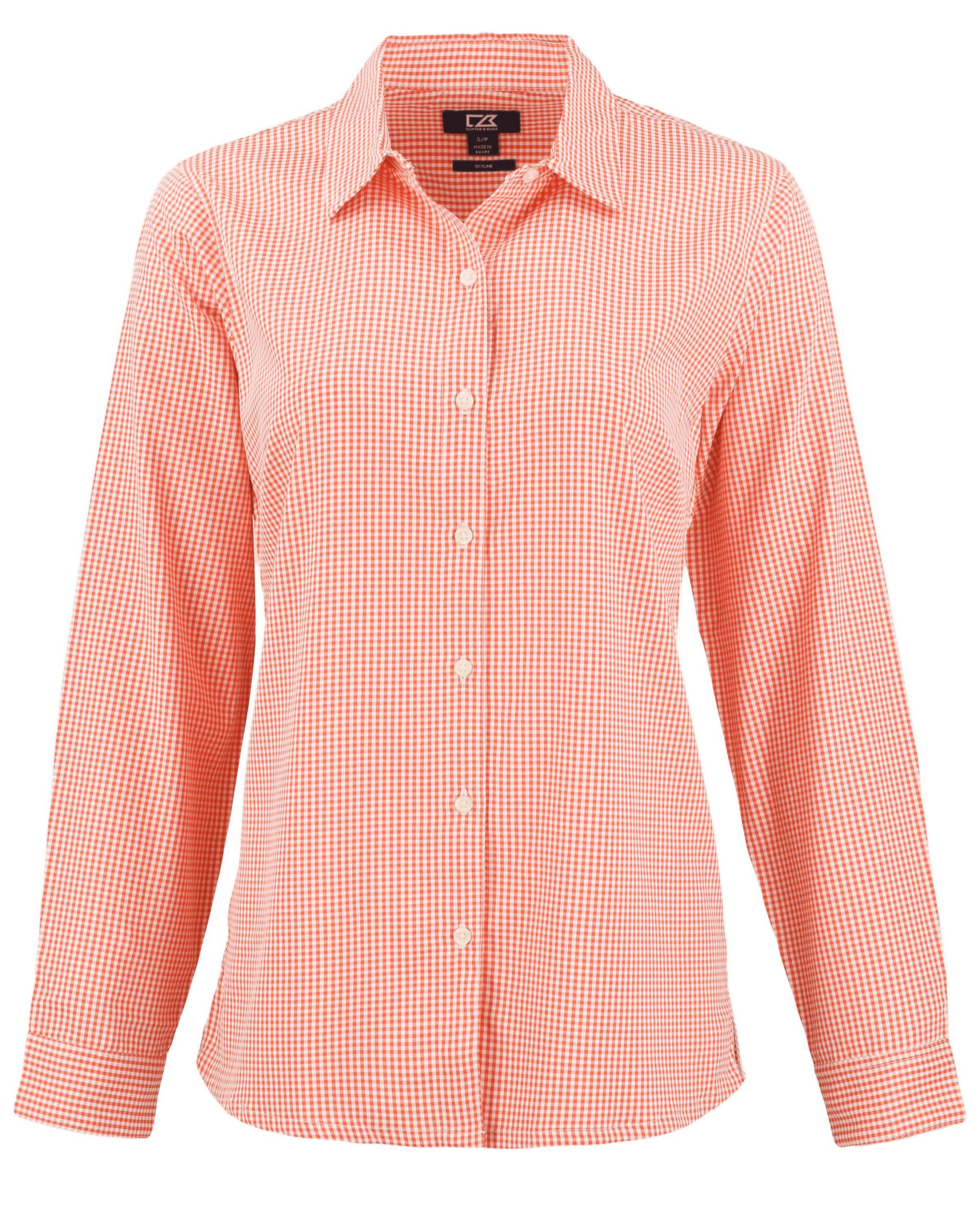 Cutter & Buck Skyline Epic Confidence Recycled Gingham Womens Long Sleeve Dress Shirt