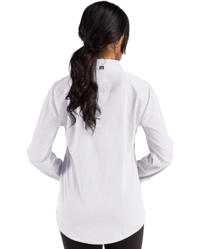 Cutter & Buck Skyline Epic Confidence Recycled Gingham Womens Long Sleeve Dress Shirt