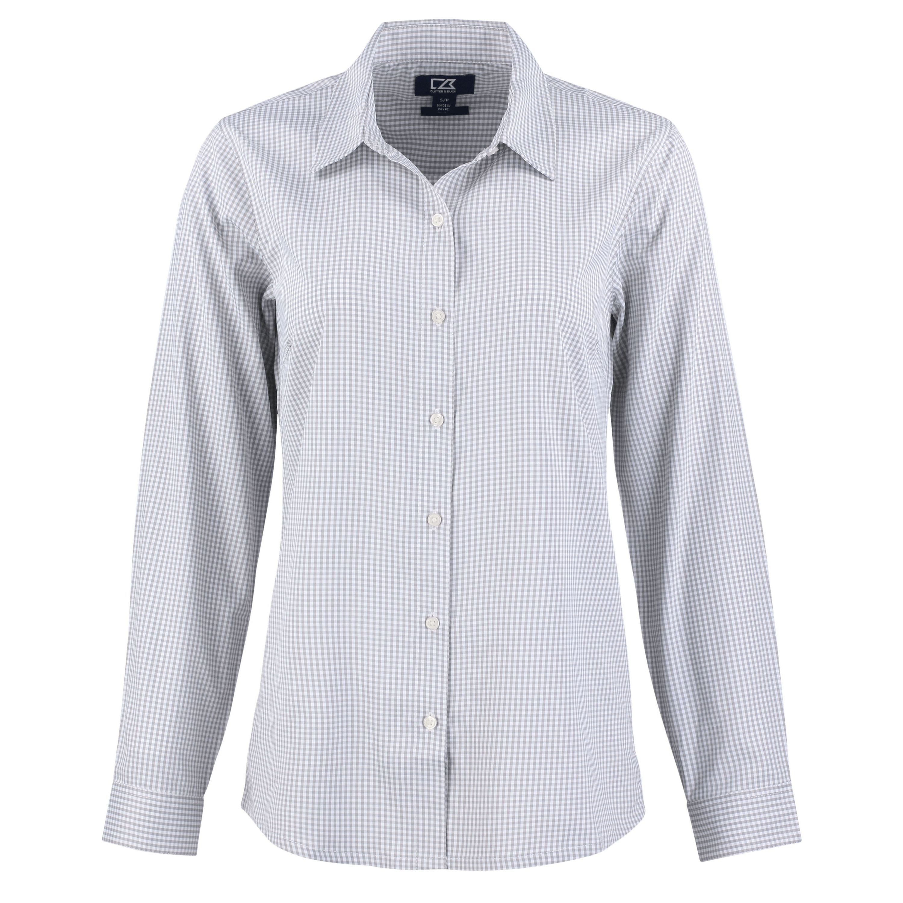 Cutter & Buck Skyline Epic Confidence Recycled Gingham Womens Long Sleeve Dress Shirt