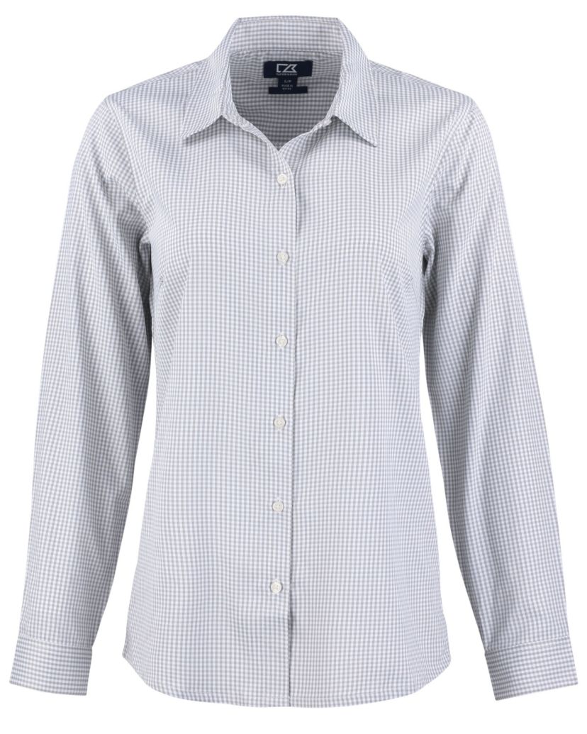 Cutter & Buck Skyline Epic Confidence Recycled Gingham Womens Long Sleeve Dress Shirt
