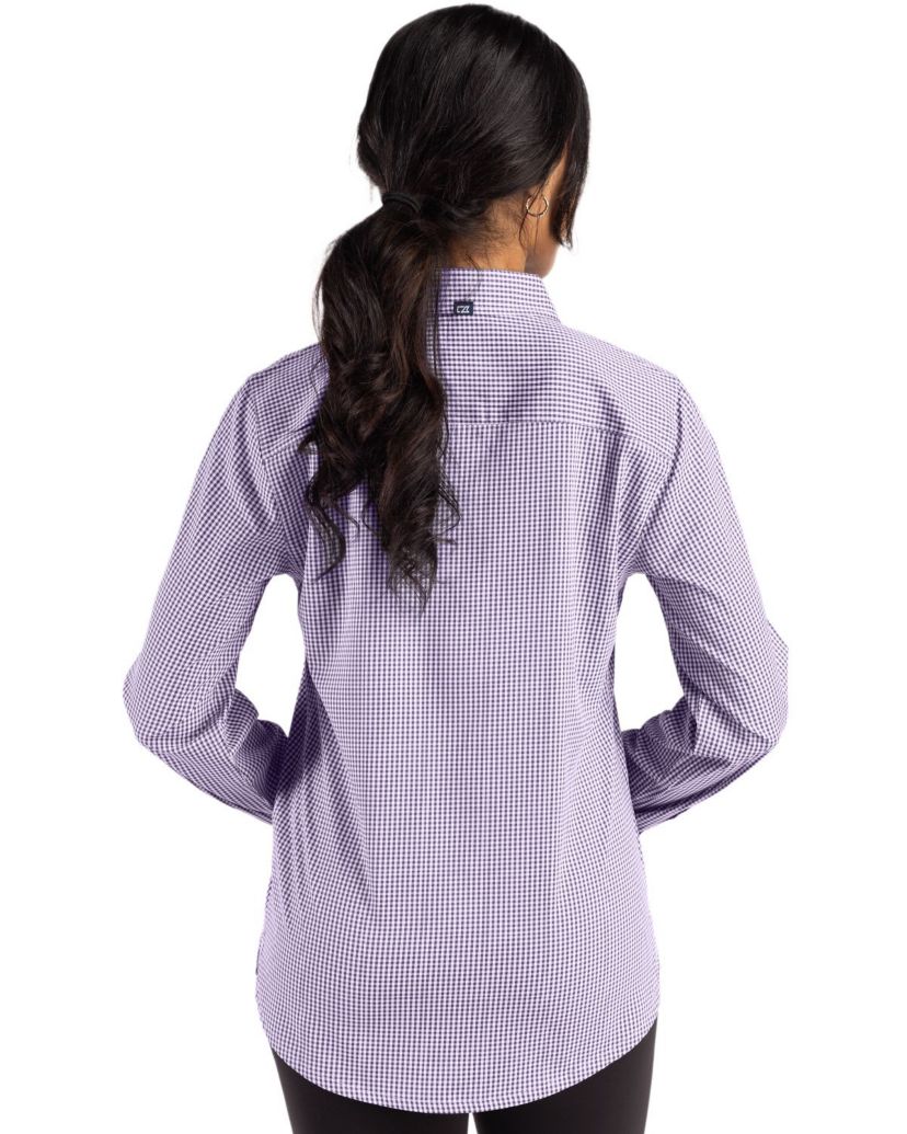 Cutter & Buck Skyline Epic Confidence Recycled Gingham Womens Long Sleeve Dress Shirt