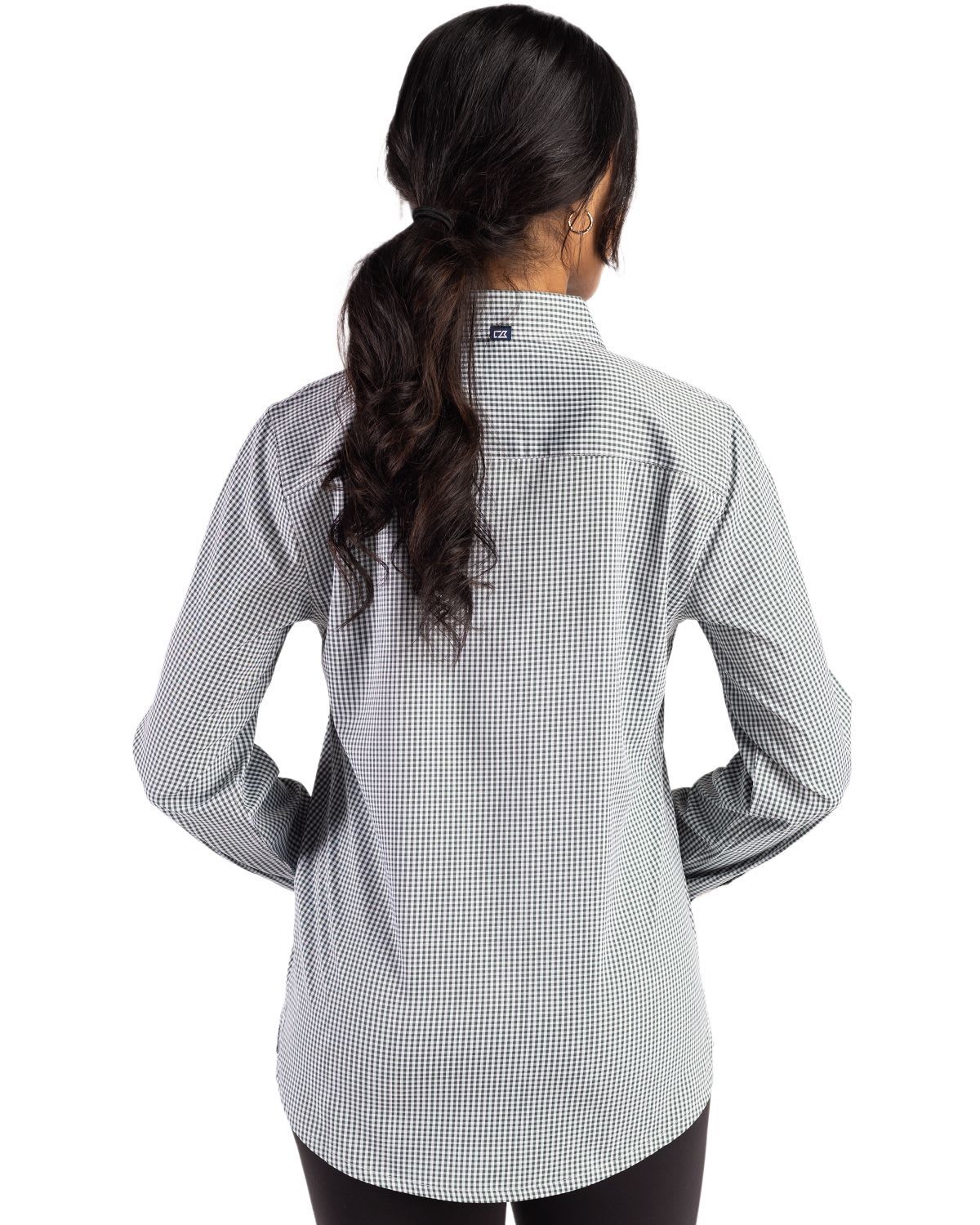 Cutter & Buck Skyline Epic Confidence Recycled Gingham Womens Long Sleeve Dress Shirt