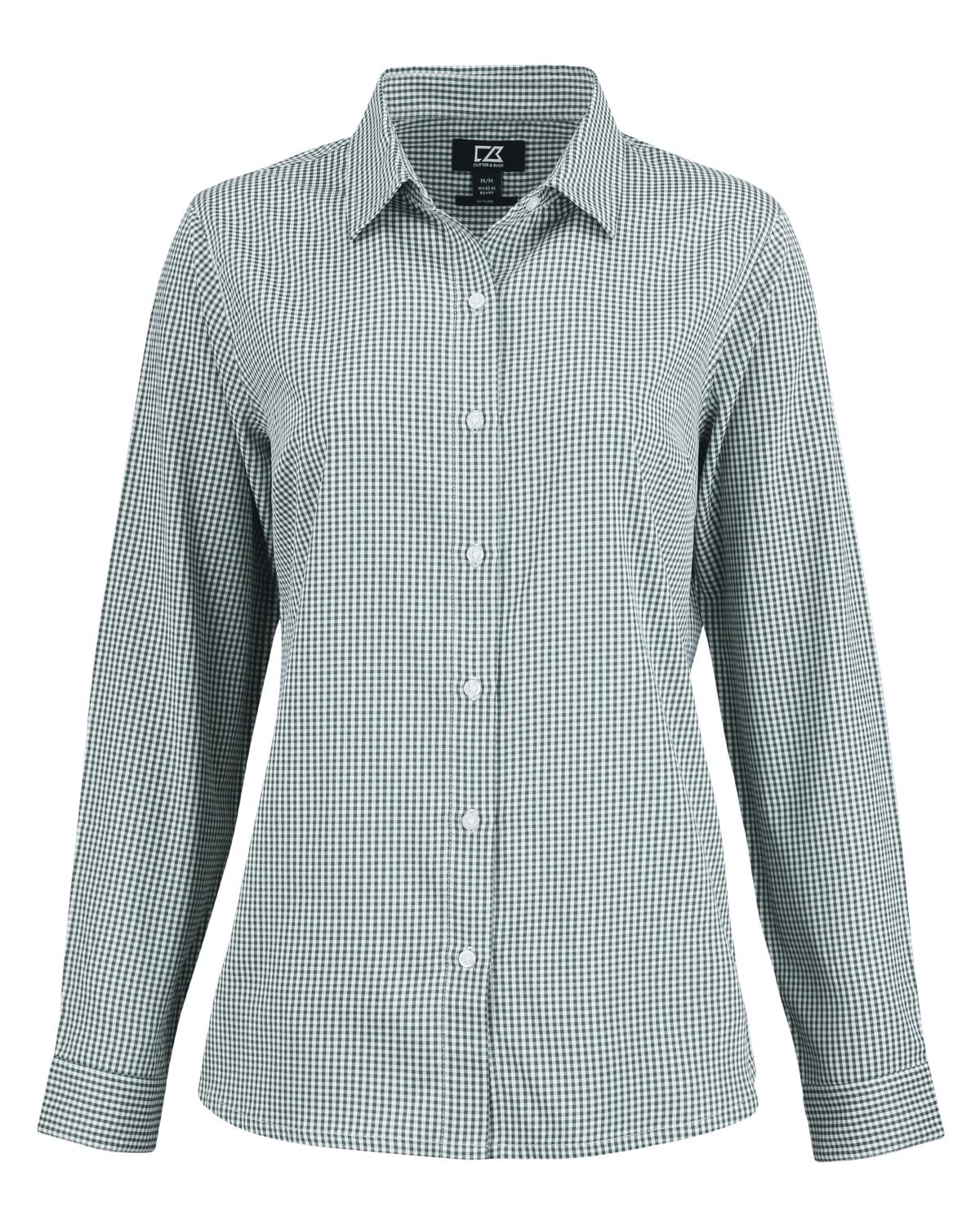 Cutter & Buck Skyline Epic Confidence Recycled Gingham Womens Long Sleeve Dress Shirt