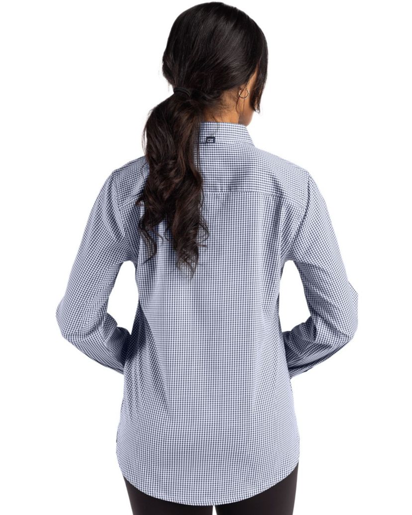 Cutter & Buck Skyline Epic Confidence Recycled Gingham Womens Long Sleeve Dress Shirt