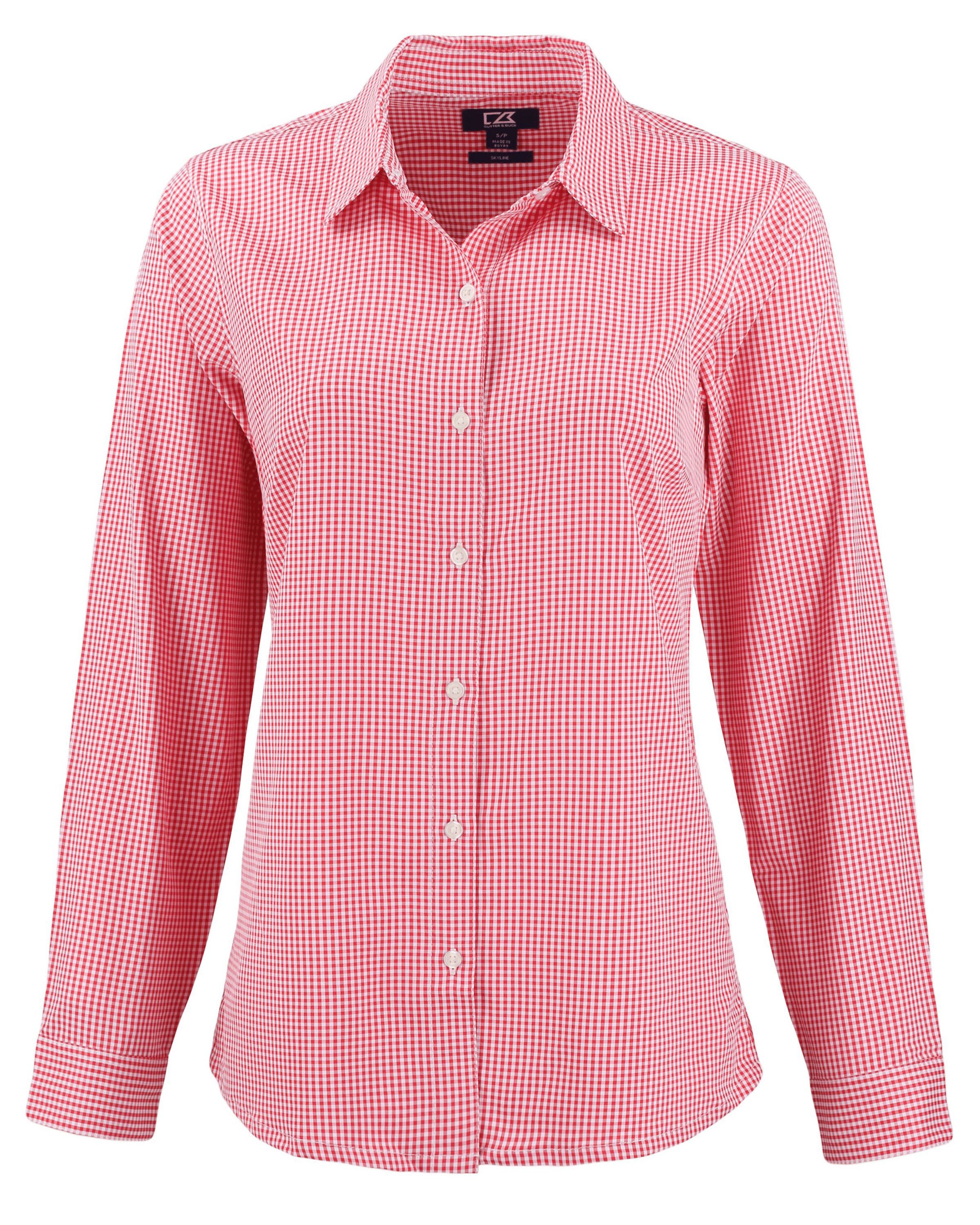 Cutter & Buck Skyline Epic Confidence Recycled Gingham Womens Long Sleeve Dress Shirt
