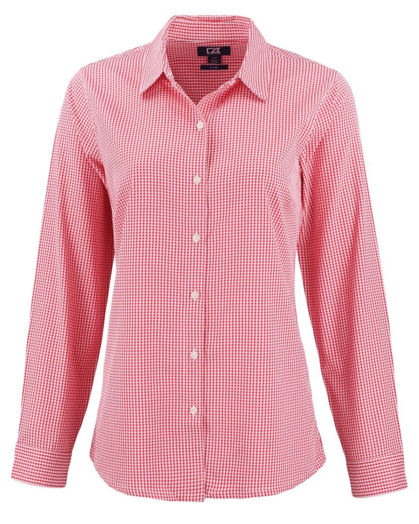 Cutter & Buck Skyline Epic Confidence Recycled Gingham Womens Long Sleeve Dress Shirt