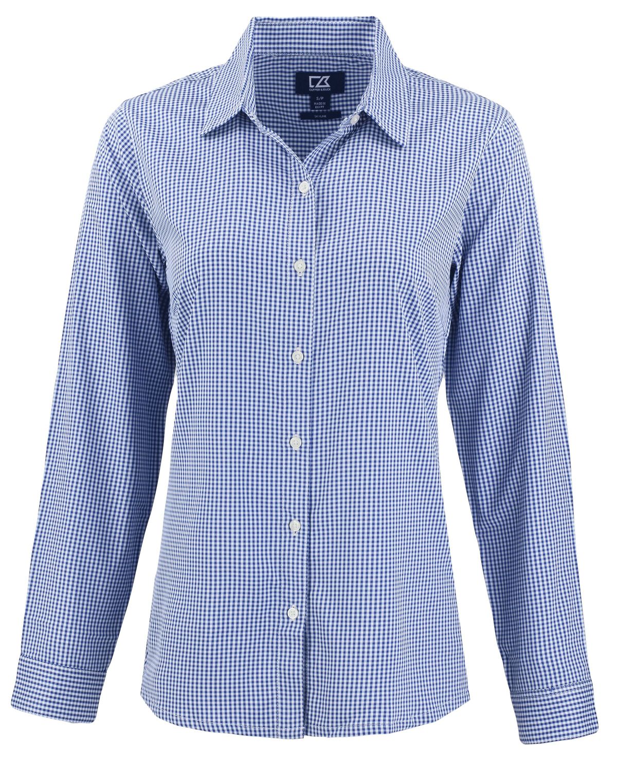 Cutter & Buck Skyline Epic Confidence Recycled Gingham Womens Long Sleeve Dress Shirt