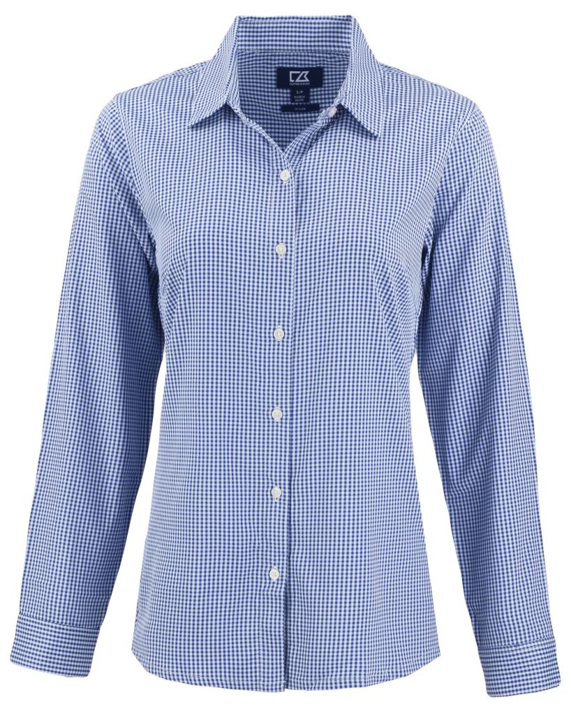 Cutter & Buck Skyline Epic Confidence Recycled Gingham Womens Long Sleeve Dress Shirt