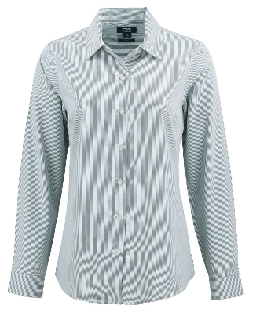 Cutter & Buck Skyline Epic Confidence Recycled Pinstripe Womens Long Sleeve Dress Shirt