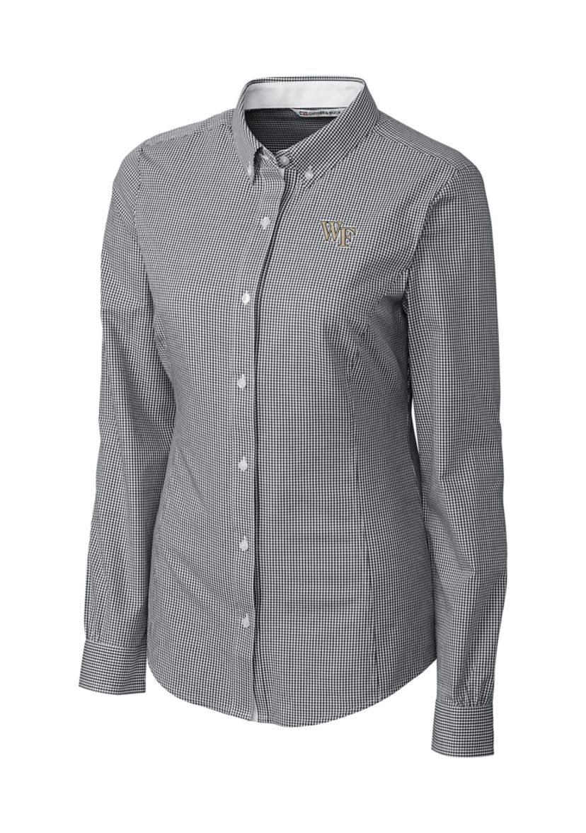  NCAA Wake Forest Demon Deacons Long Sleeve Epic Easy Care Gingham Shirt 