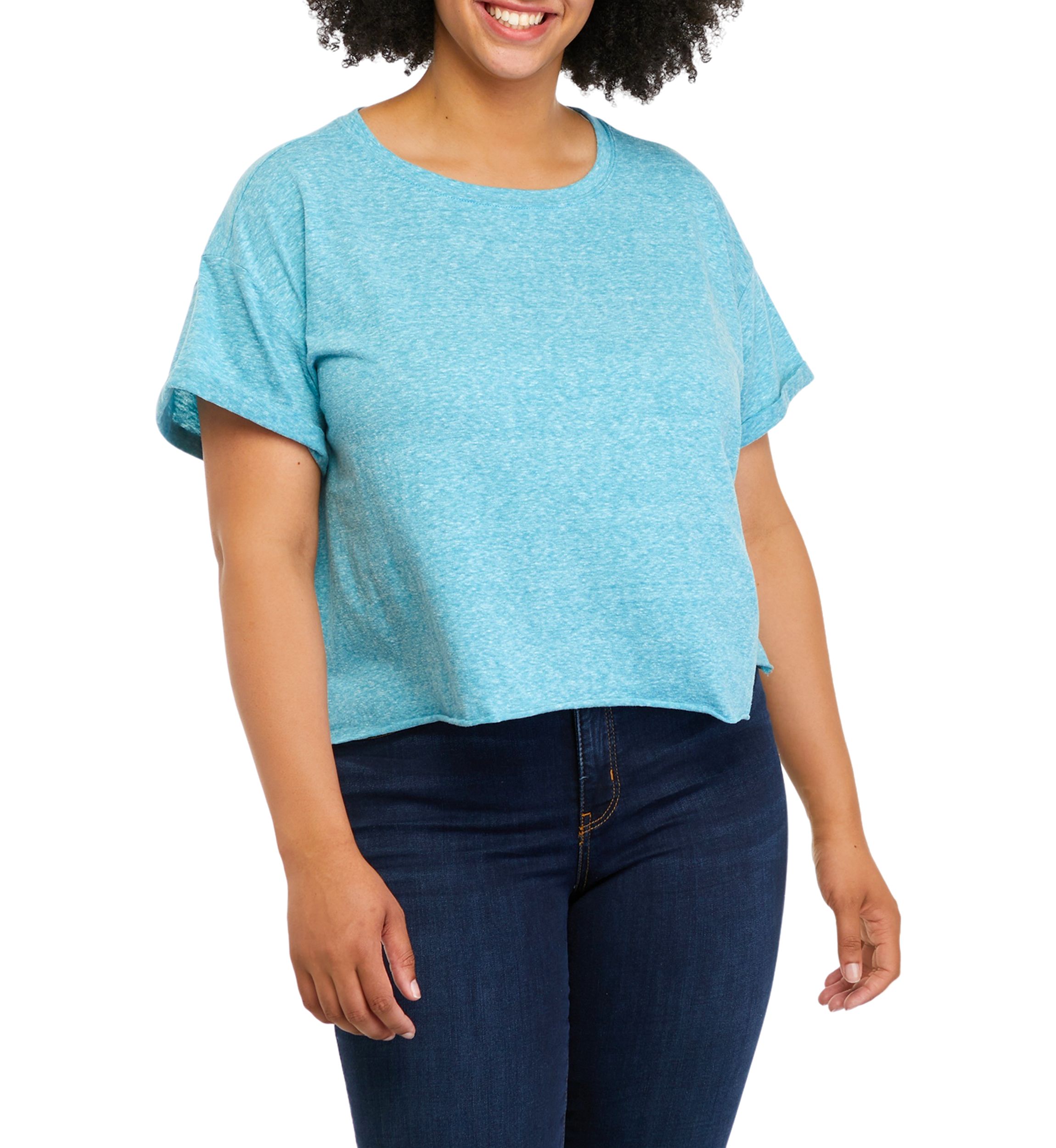 Plus Size Drop Shoulder Cropped T-Shirt 