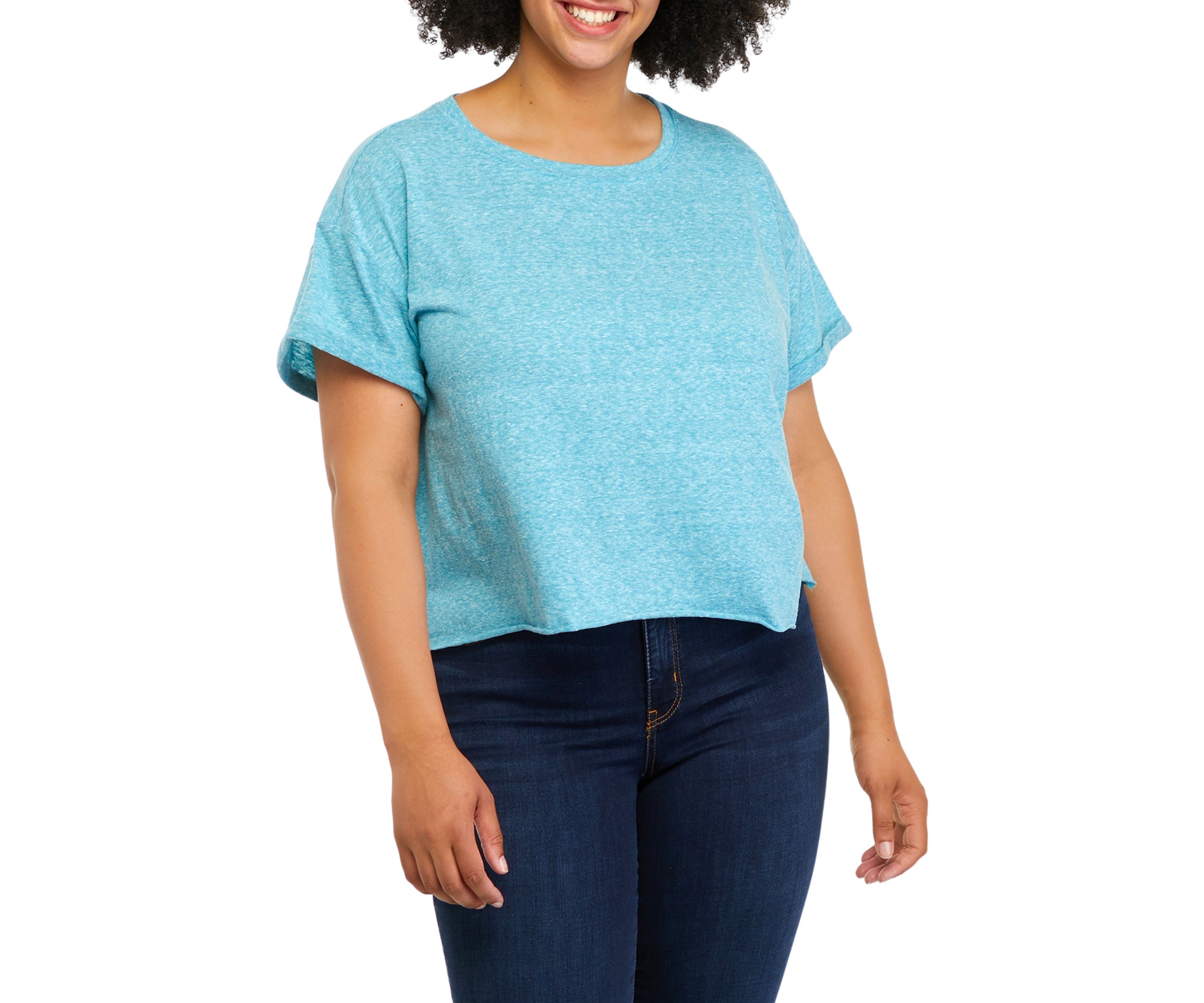 Plus Size Drop Shoulder Cropped T-Shirt 