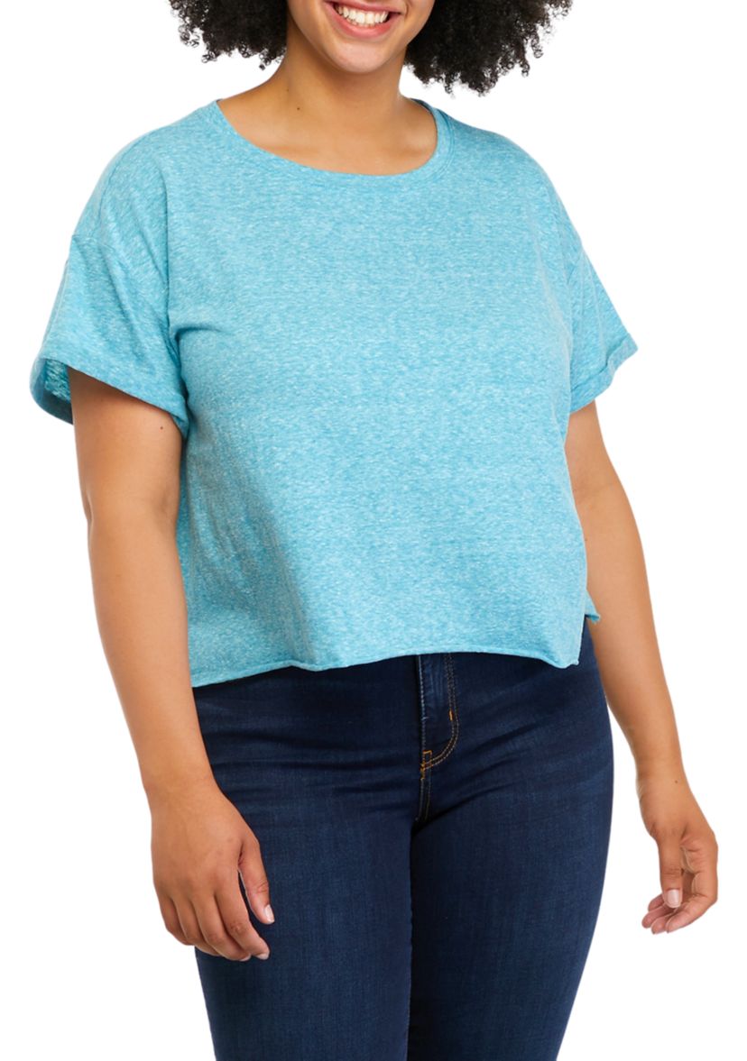 Plus Size Drop Shoulder Cropped T-Shirt 