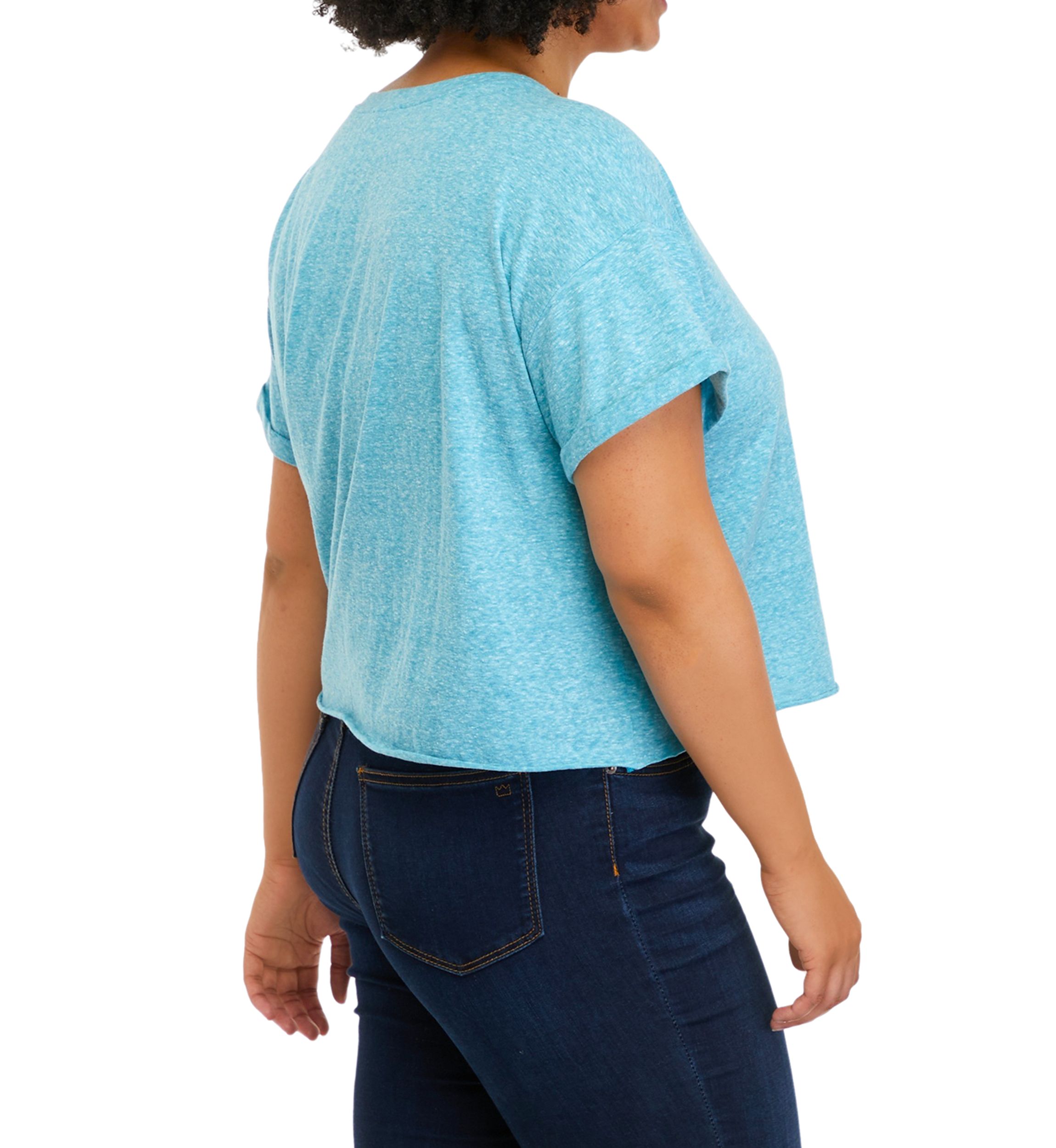 Plus Size Drop Shoulder Cropped T-Shirt 