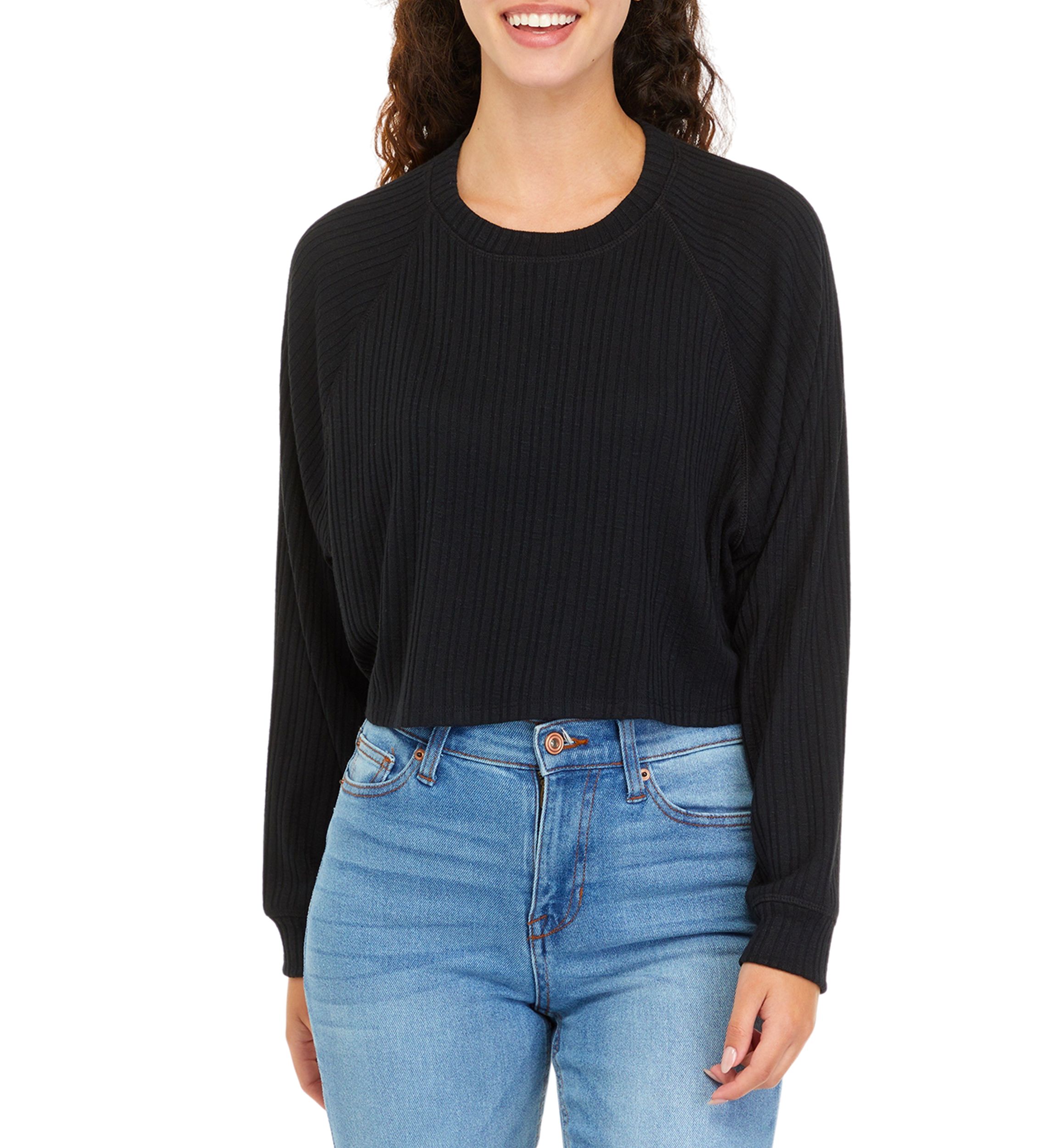 Juniors Long Sleeve Ribbed Top