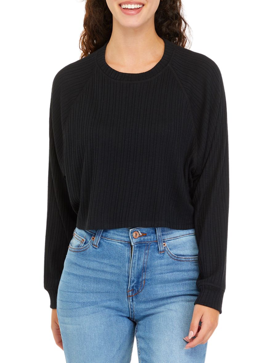 Juniors Long Sleeve Ribbed Top