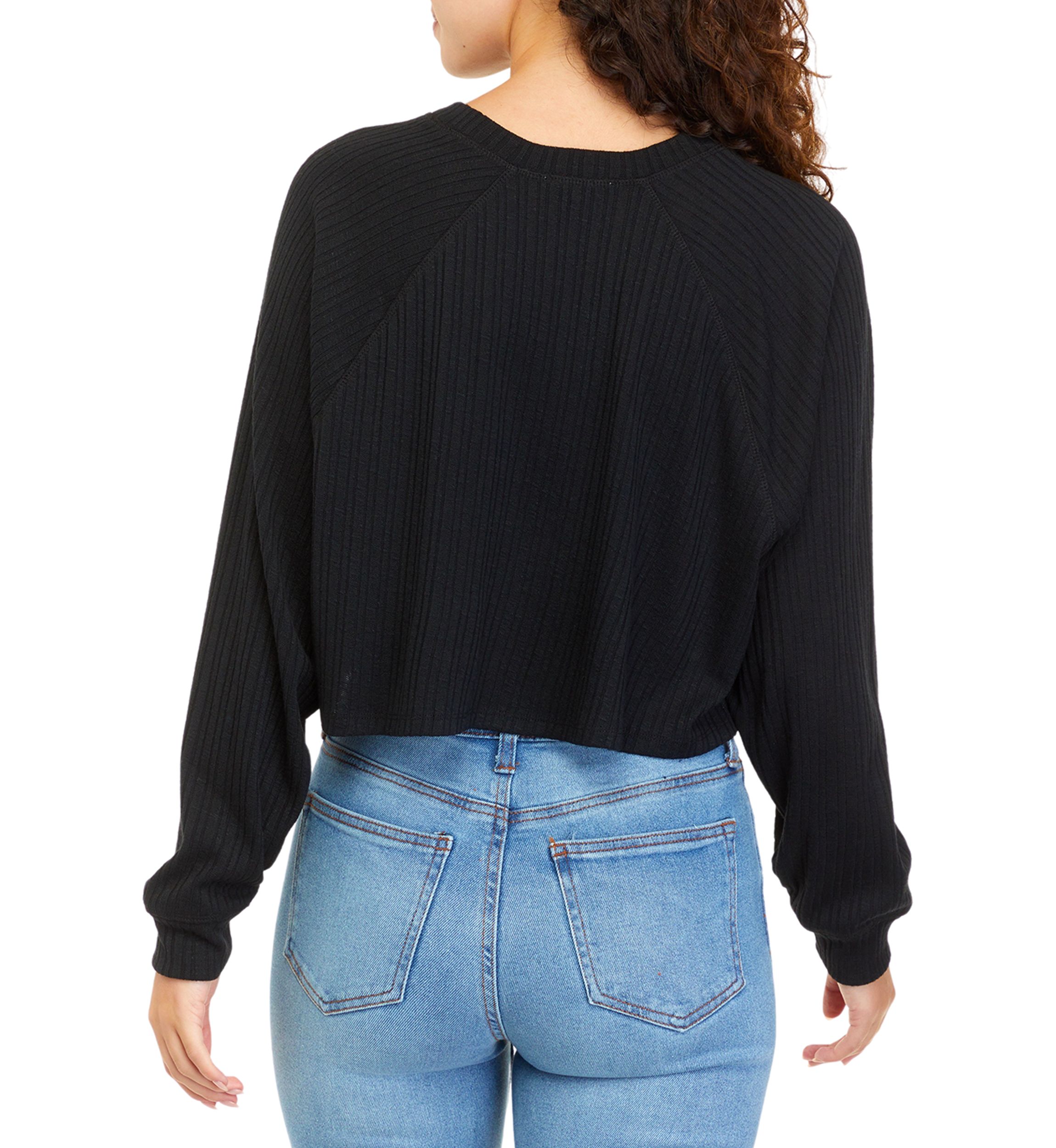 Juniors Long Sleeve Ribbed Top