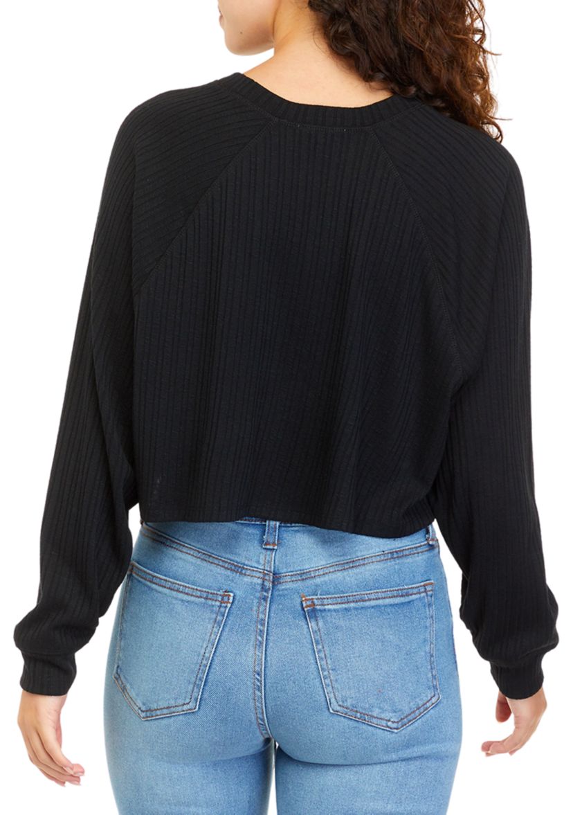 Juniors Long Sleeve Ribbed Top
