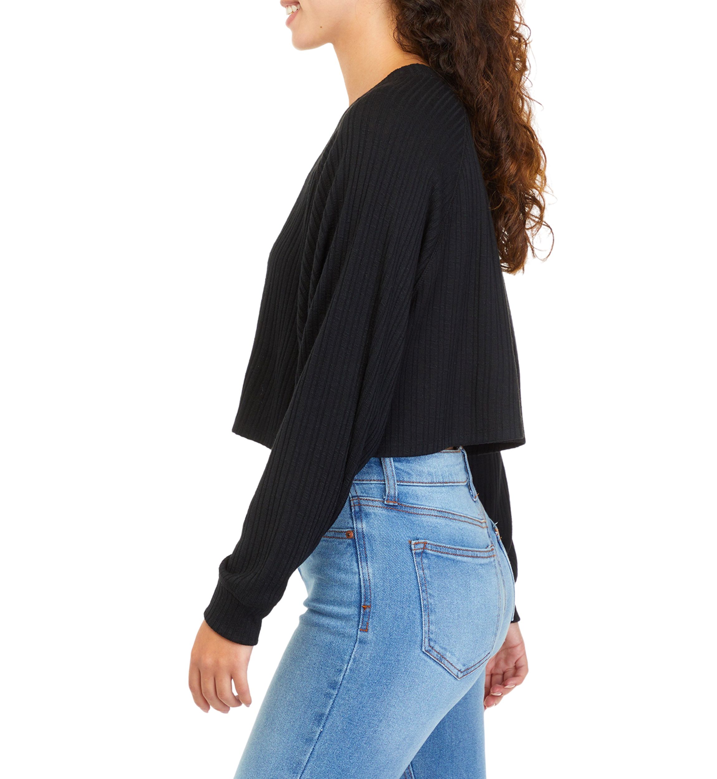 Juniors Long Sleeve Ribbed Top