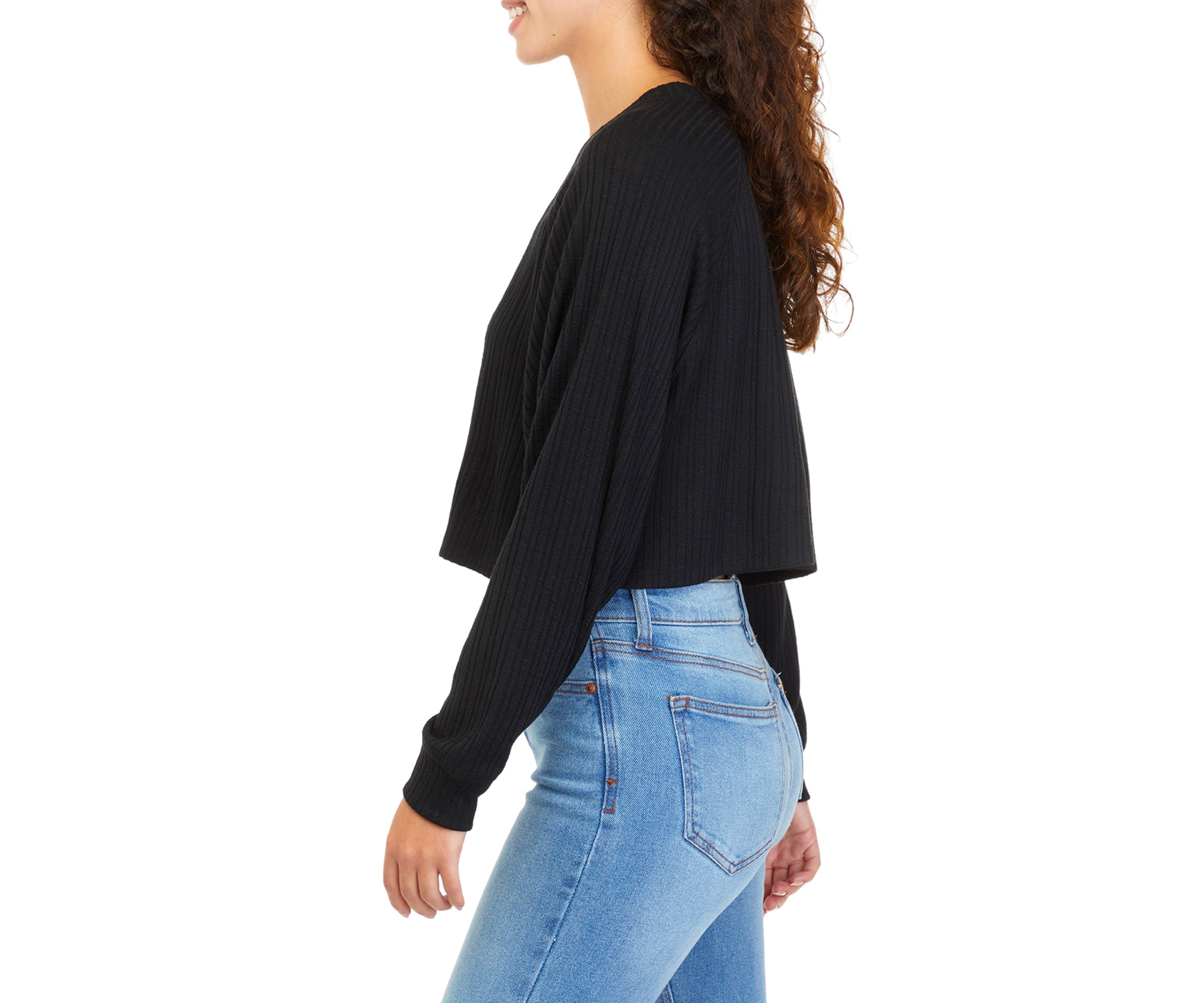 Juniors Long Sleeve Ribbed Top