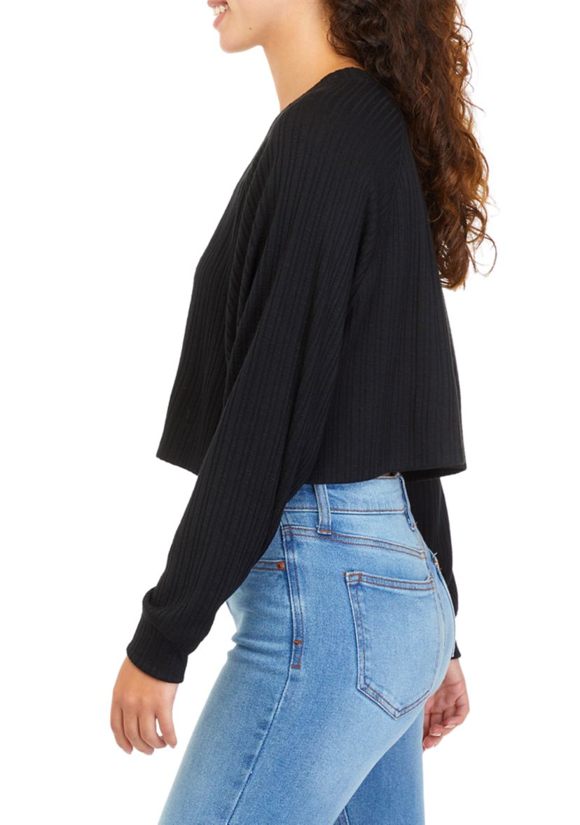 Juniors Long Sleeve Ribbed Top