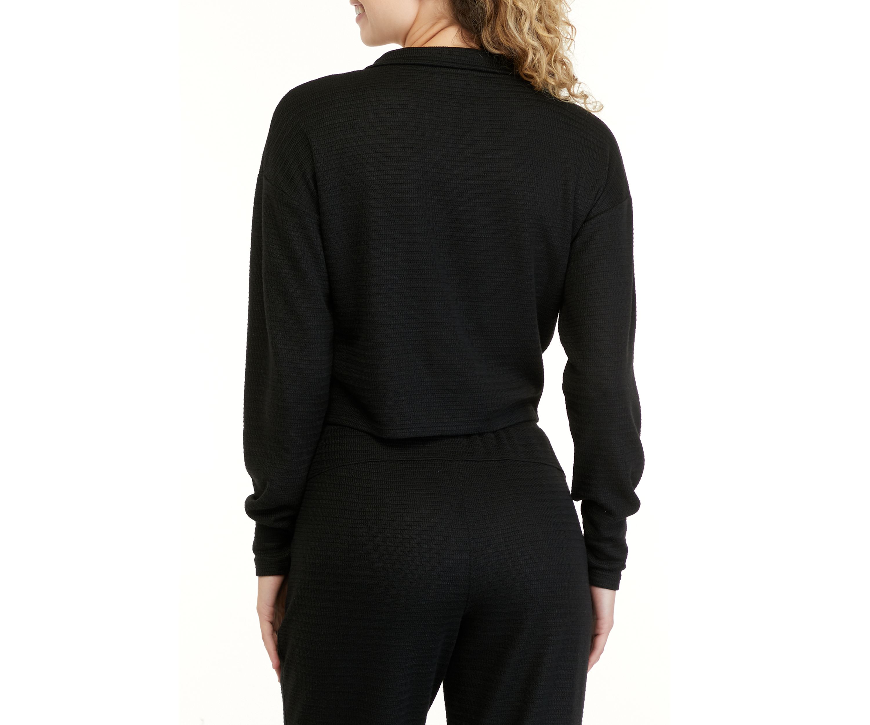 Juniors Long Sleeve Collared Pullover Top