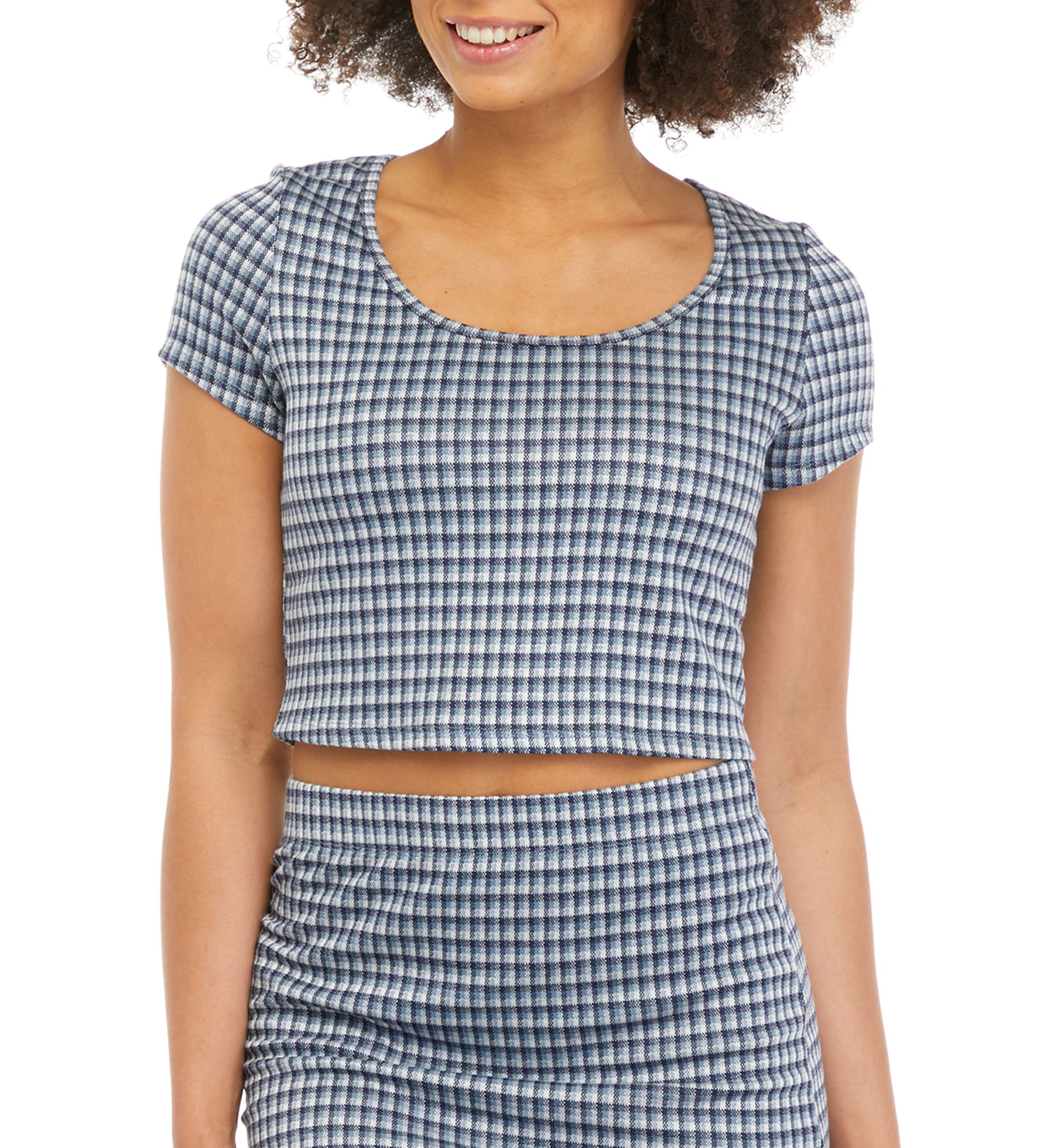 Juniors Checkered Crop Top 