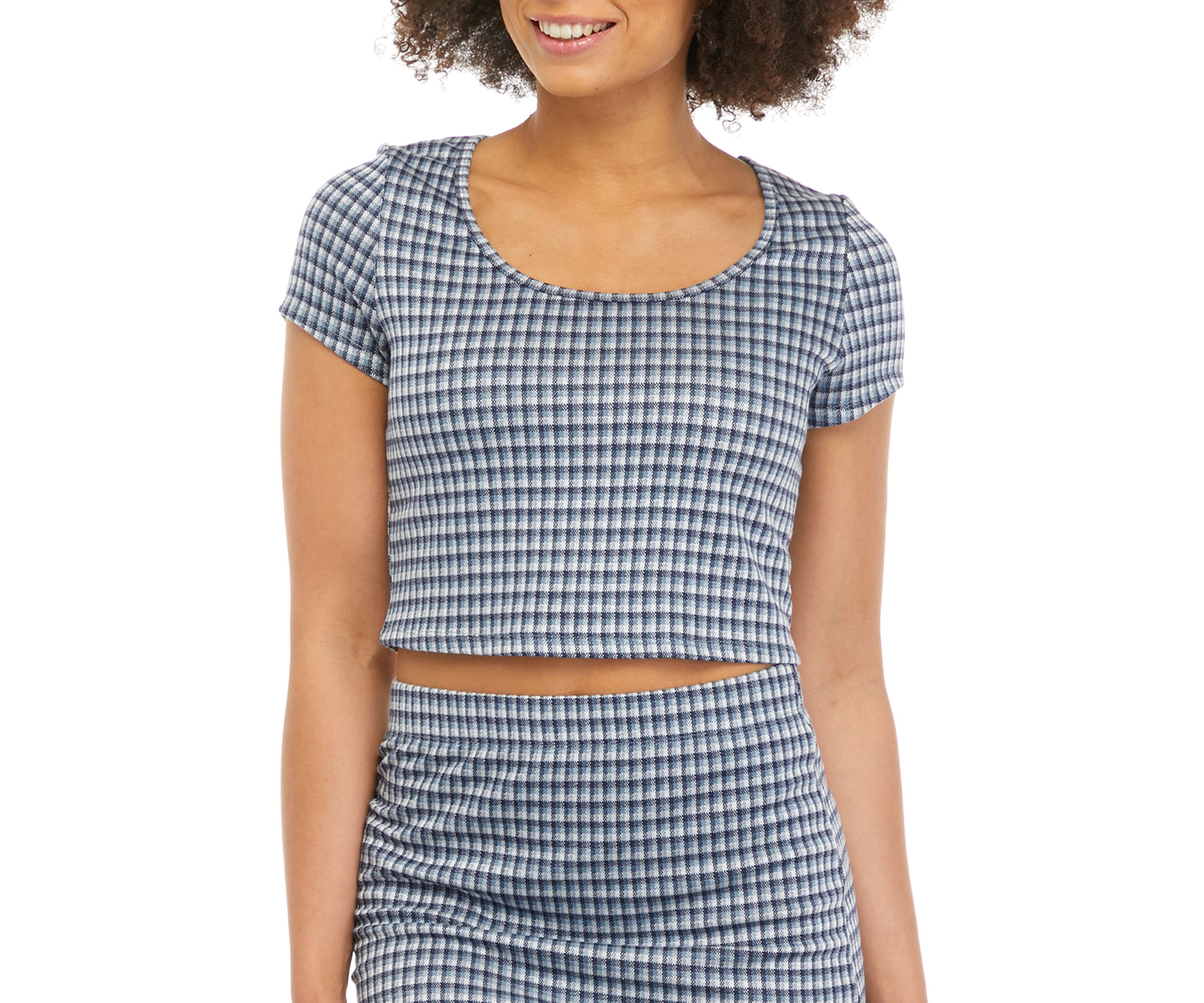 Juniors Checkered Crop Top 